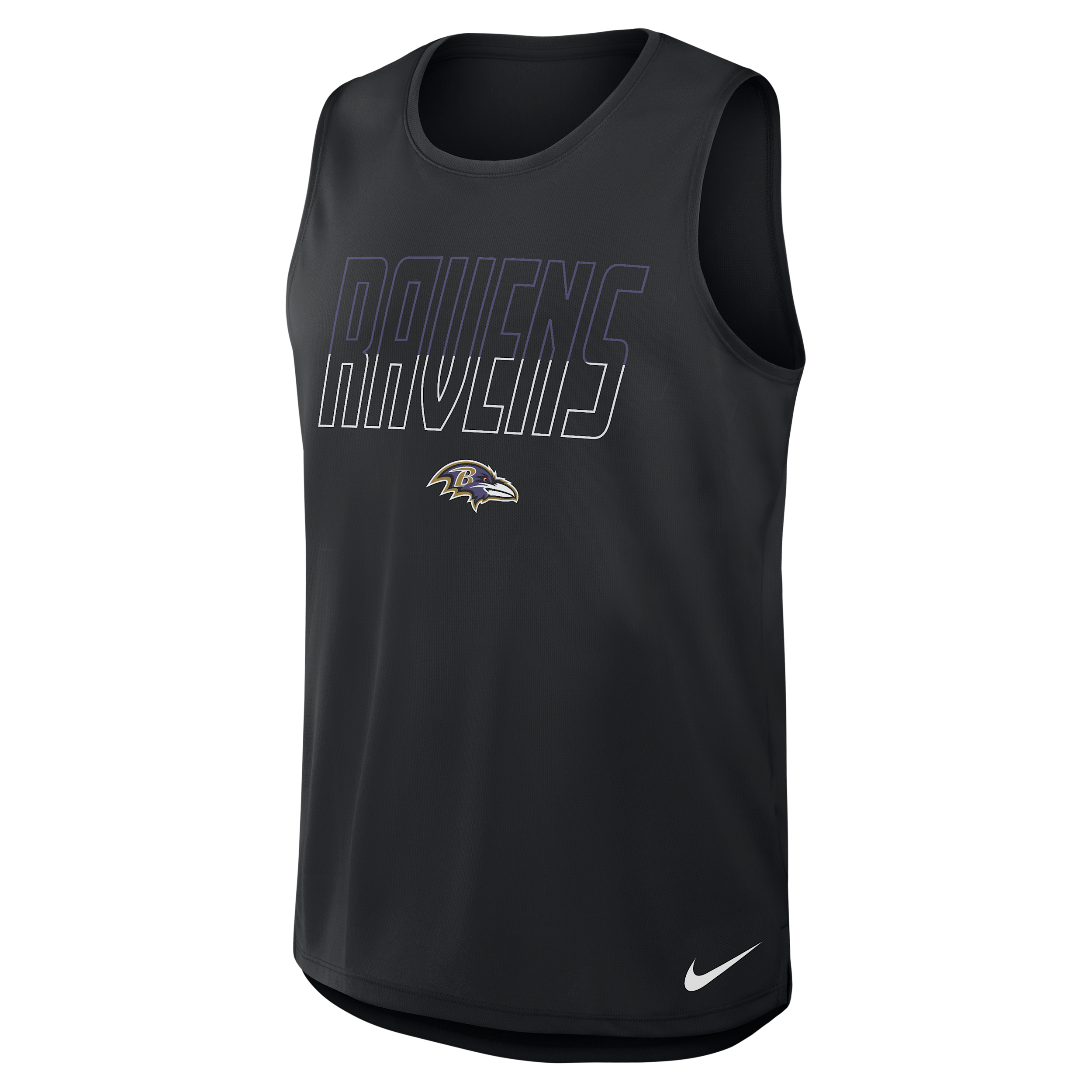 Nike Men's Baltimore Ravens Kickoff Miler Sleeveless Dri-fit Tank Top - Black