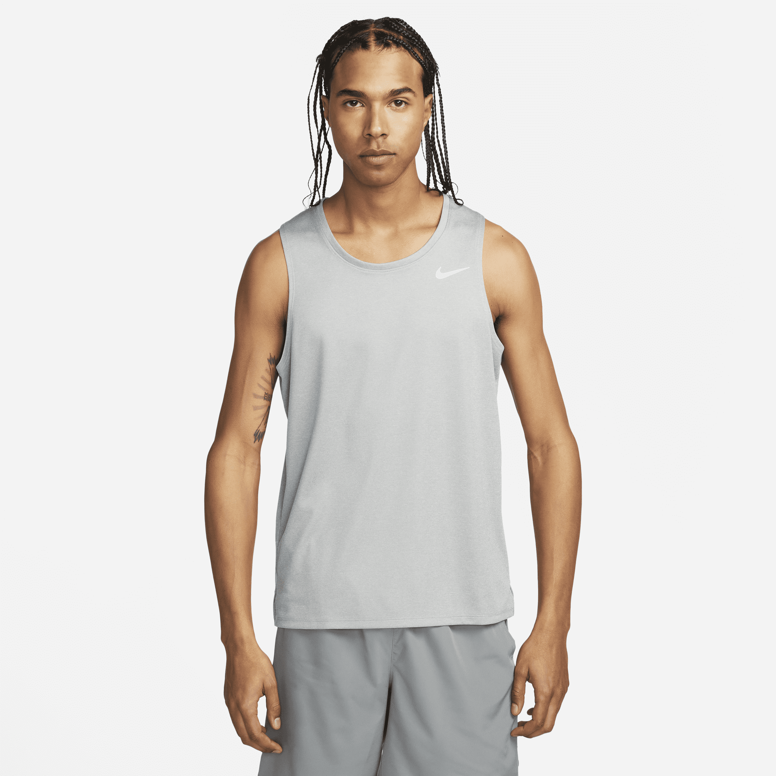 Shop Nike Men's Miler Dri-fit Running Tank Top In Grey
