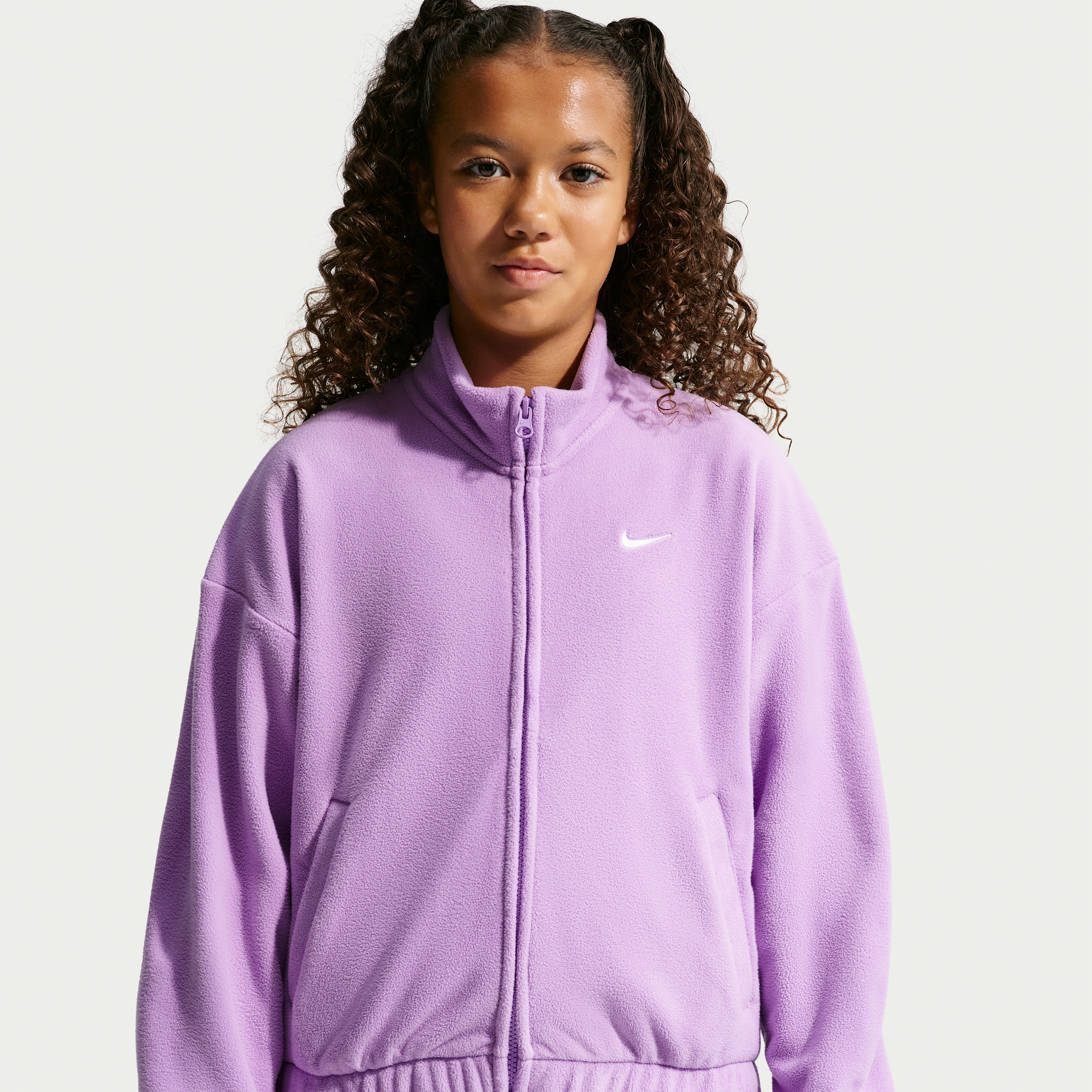 Nike Sportswear Big Kids' (Girls') Fleece Long-Sleeve Top in Purple | IM4543-589