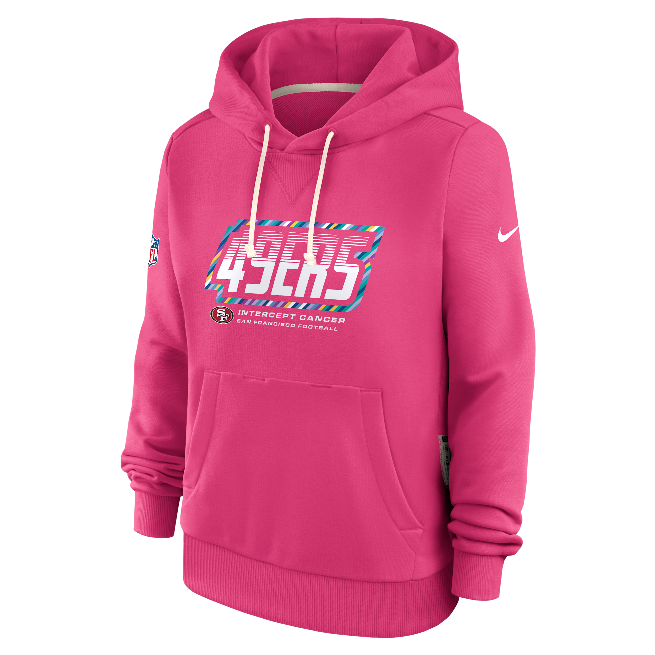San Francisco 49ers Crucial Catch Standard Issue Nike Women's Dri-FIT NFL Pullover Hoodie in Pink | 03C368XZUT-F9R
