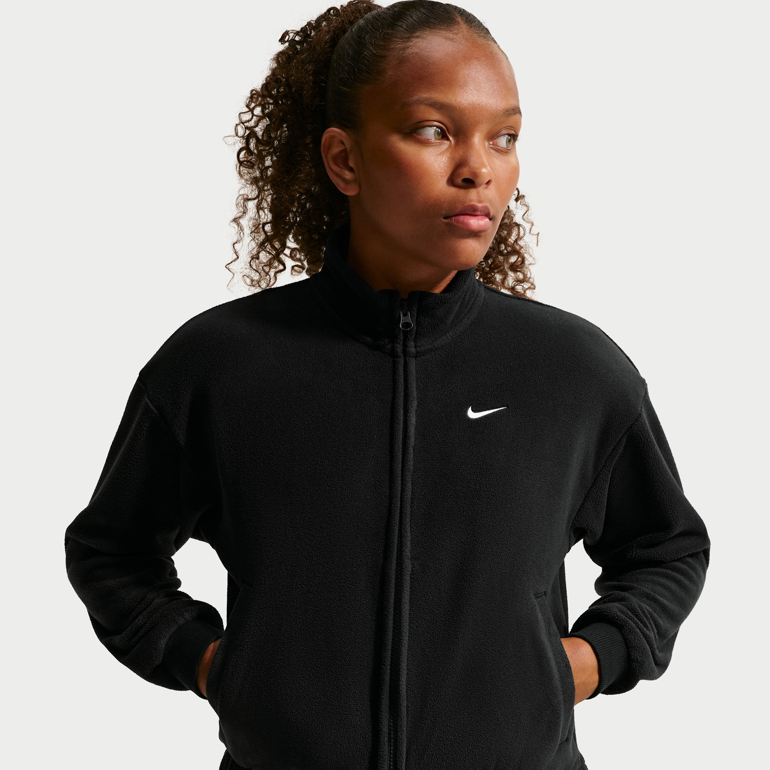 Nike Sportswear Big Kids' (Girls') Fleece Long-Sleeve Top in Black | IM4543-010