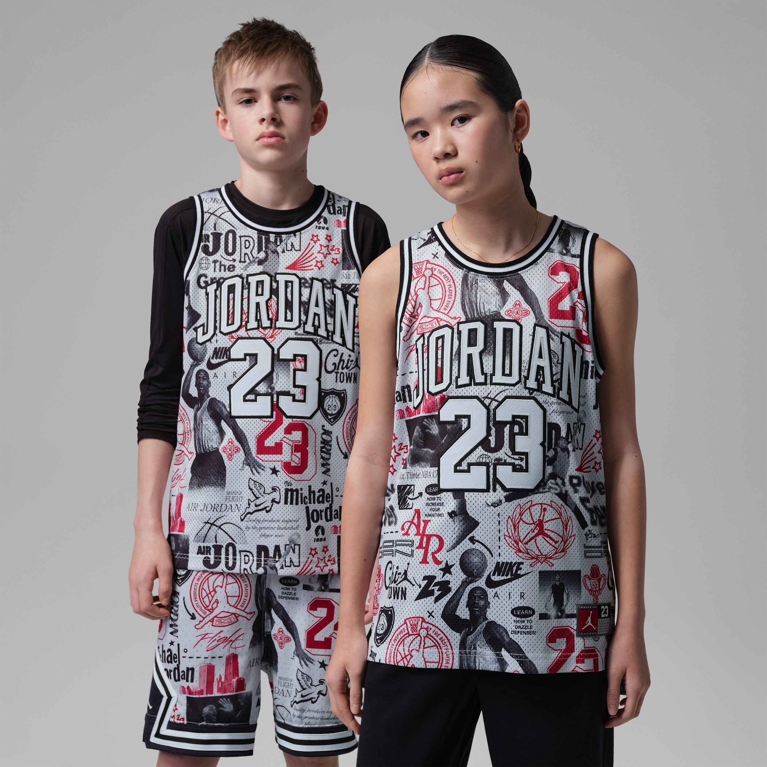 Jordan Big Kids' Printed 23 Jersey in Grey | 95C655-709