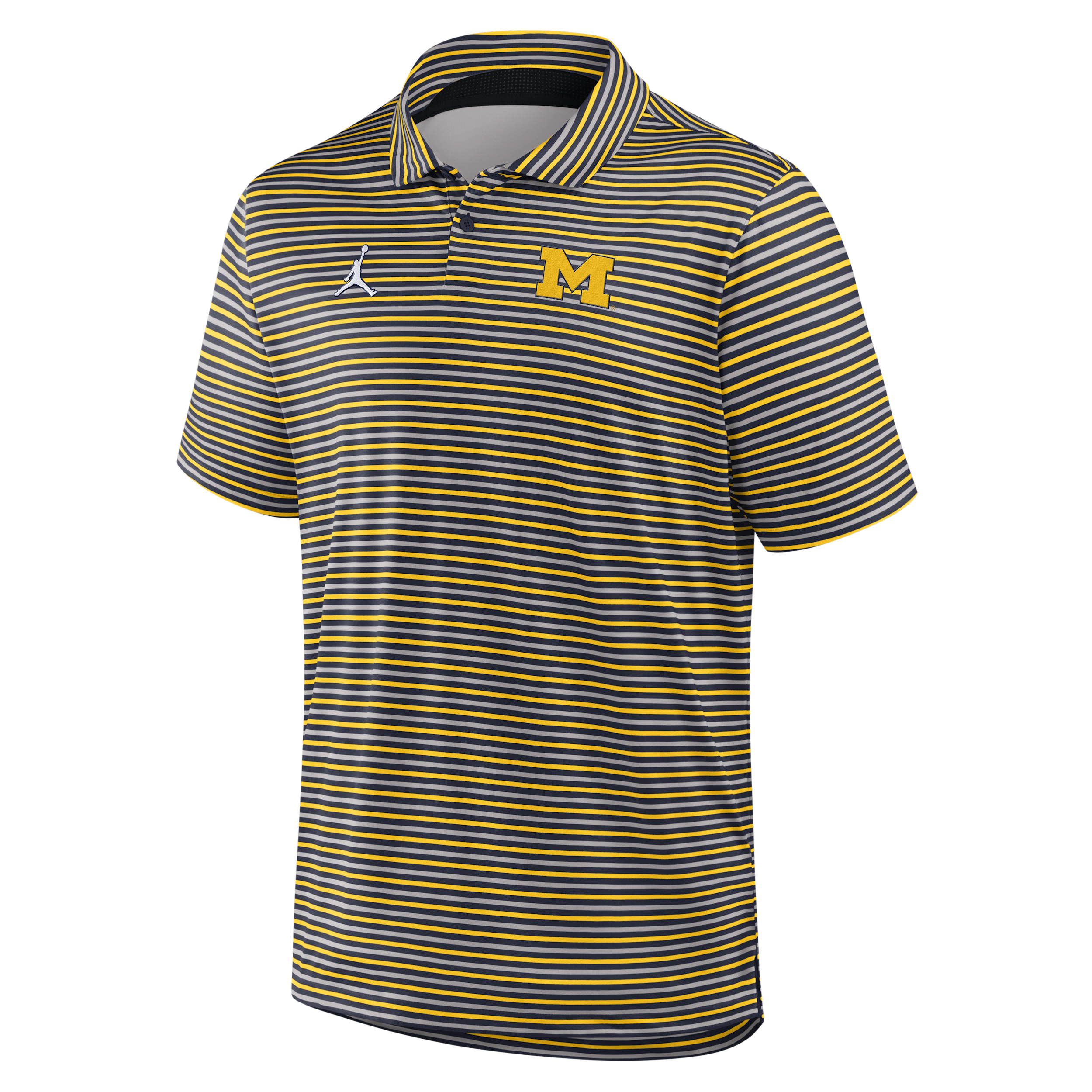 Jordan Men's Maize Michigan Wolverines 2025 Coaches Premium Tour Stripe Dri-fit Polo Shirt - Maize, Navy