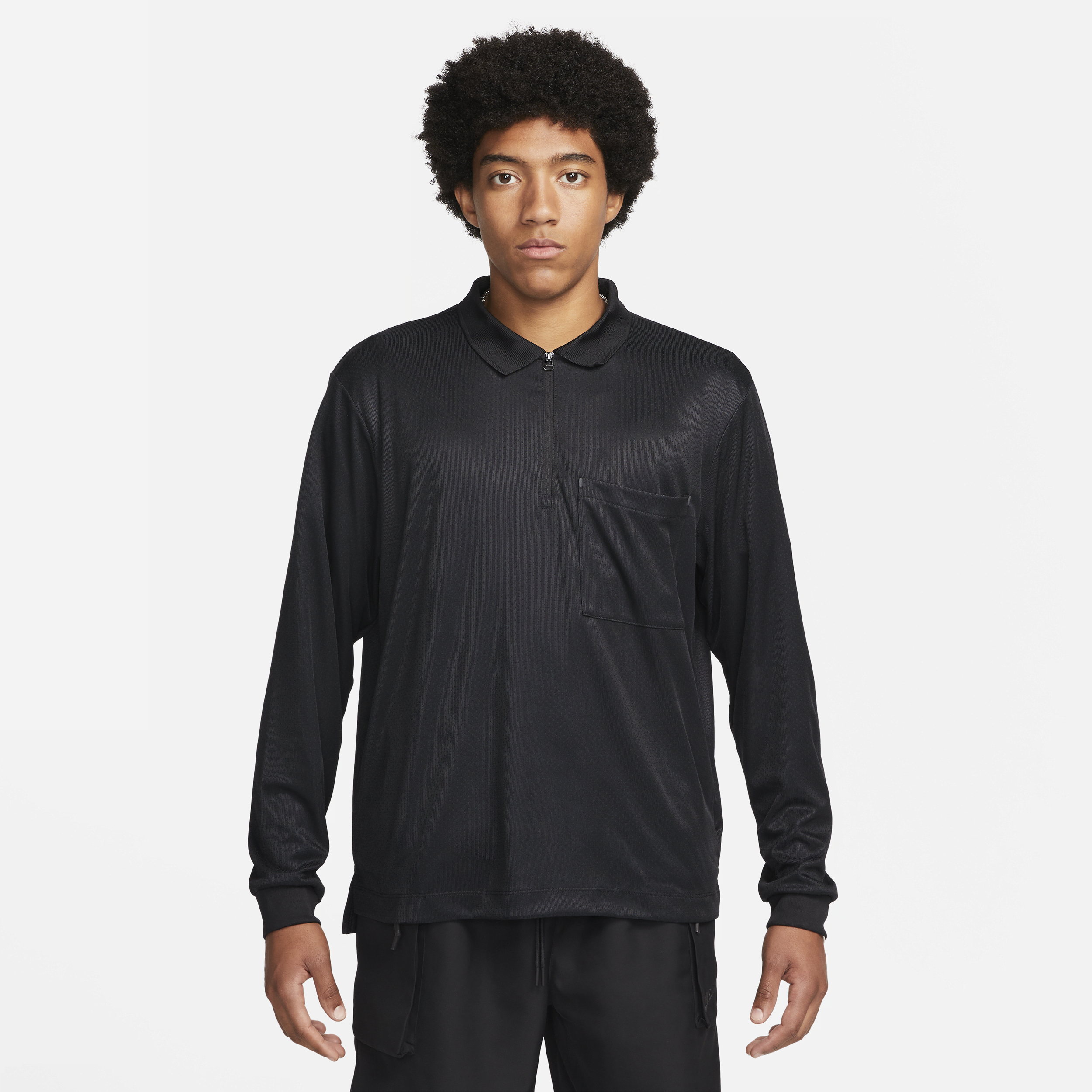 Nike Men's  Sportswear Tech Pack Dri-fit 1/2-zip Long-sleeve Top In Black