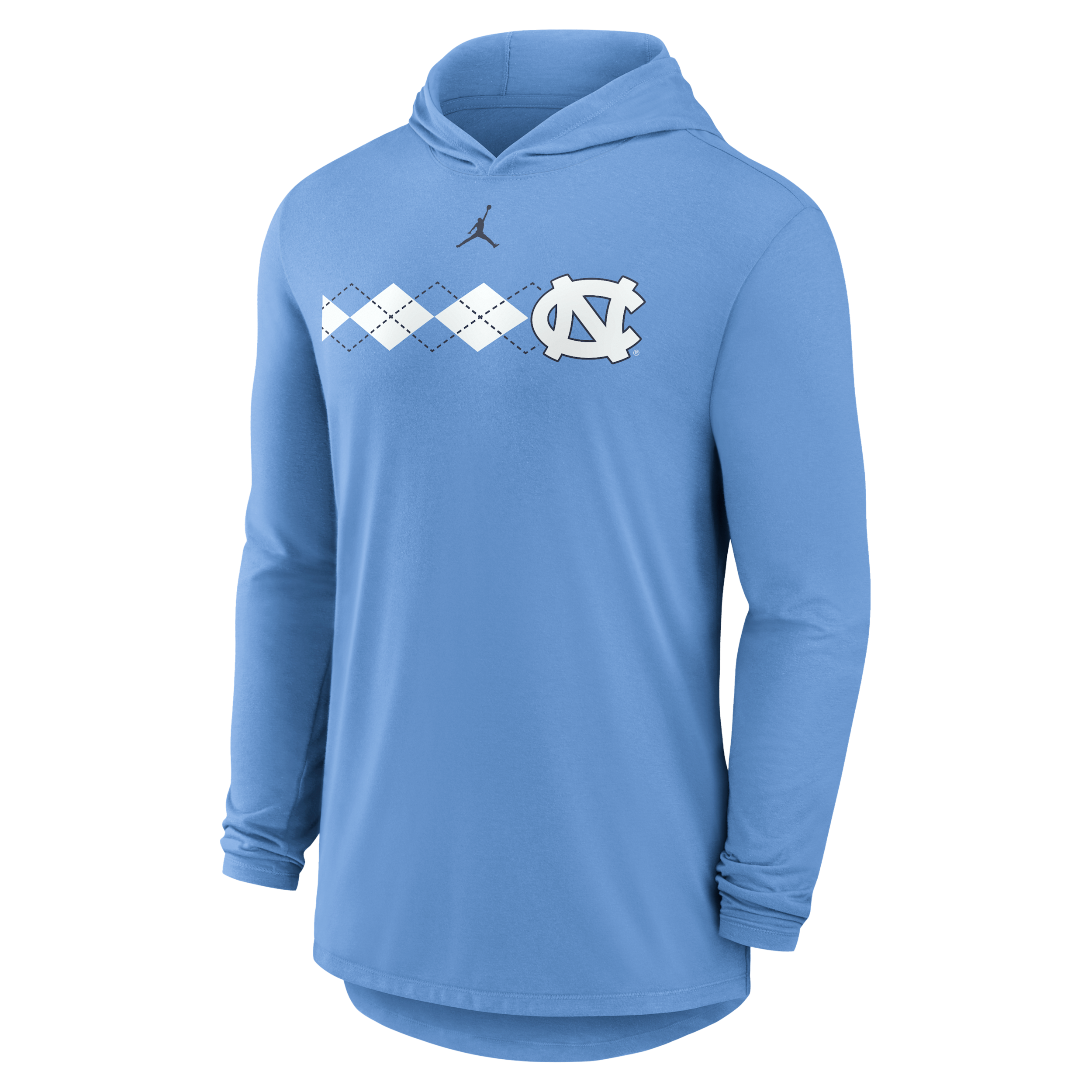 Jordan Men's Carolina Blue North Carolina Tar Heels Primetime Pattern Tri-Blend Dri-FITLong sleeves Hooded T-Shirt - Carolina Blue