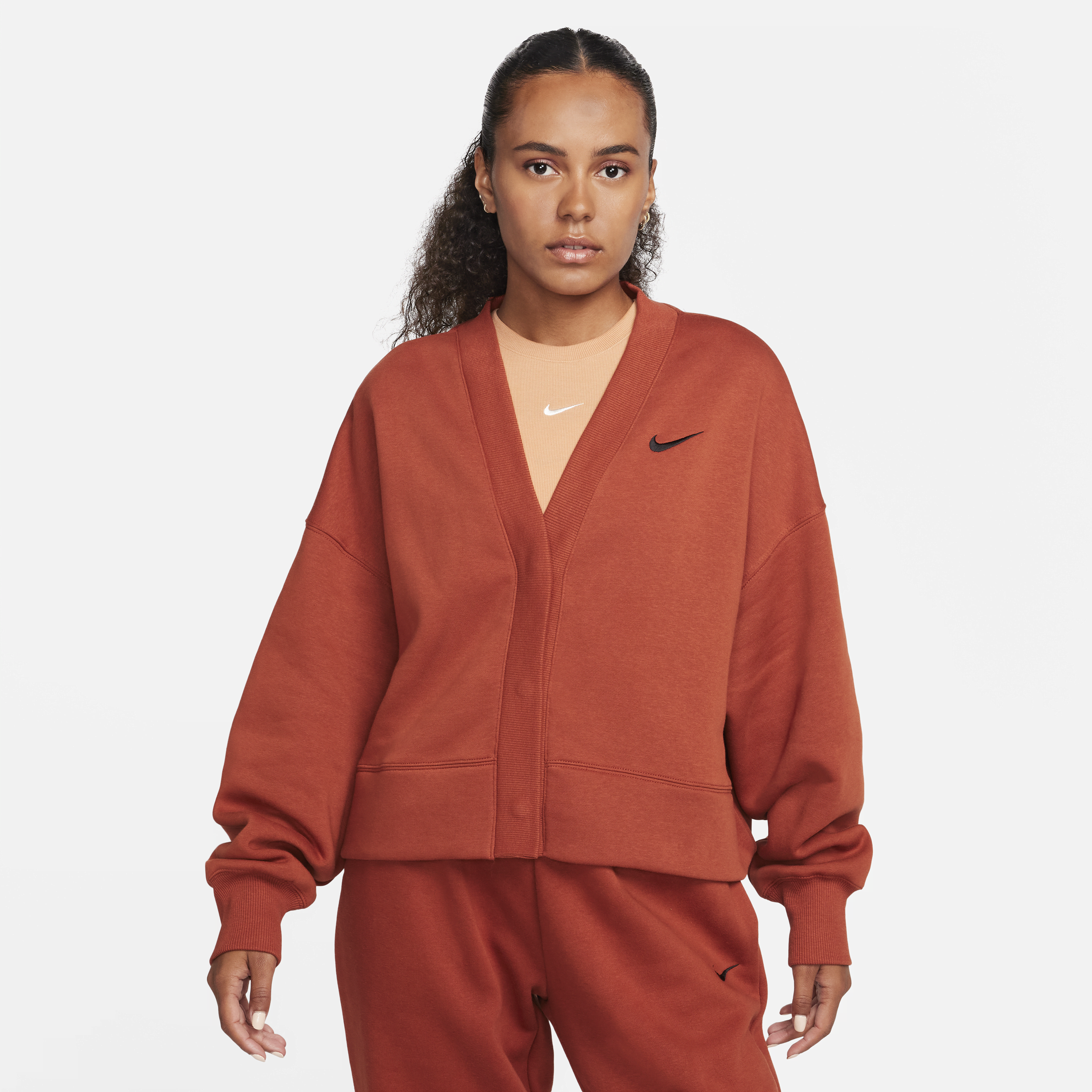 Nike Women's  Sportswear Phoenix Fleece Over-oversized Cardigan In Orange