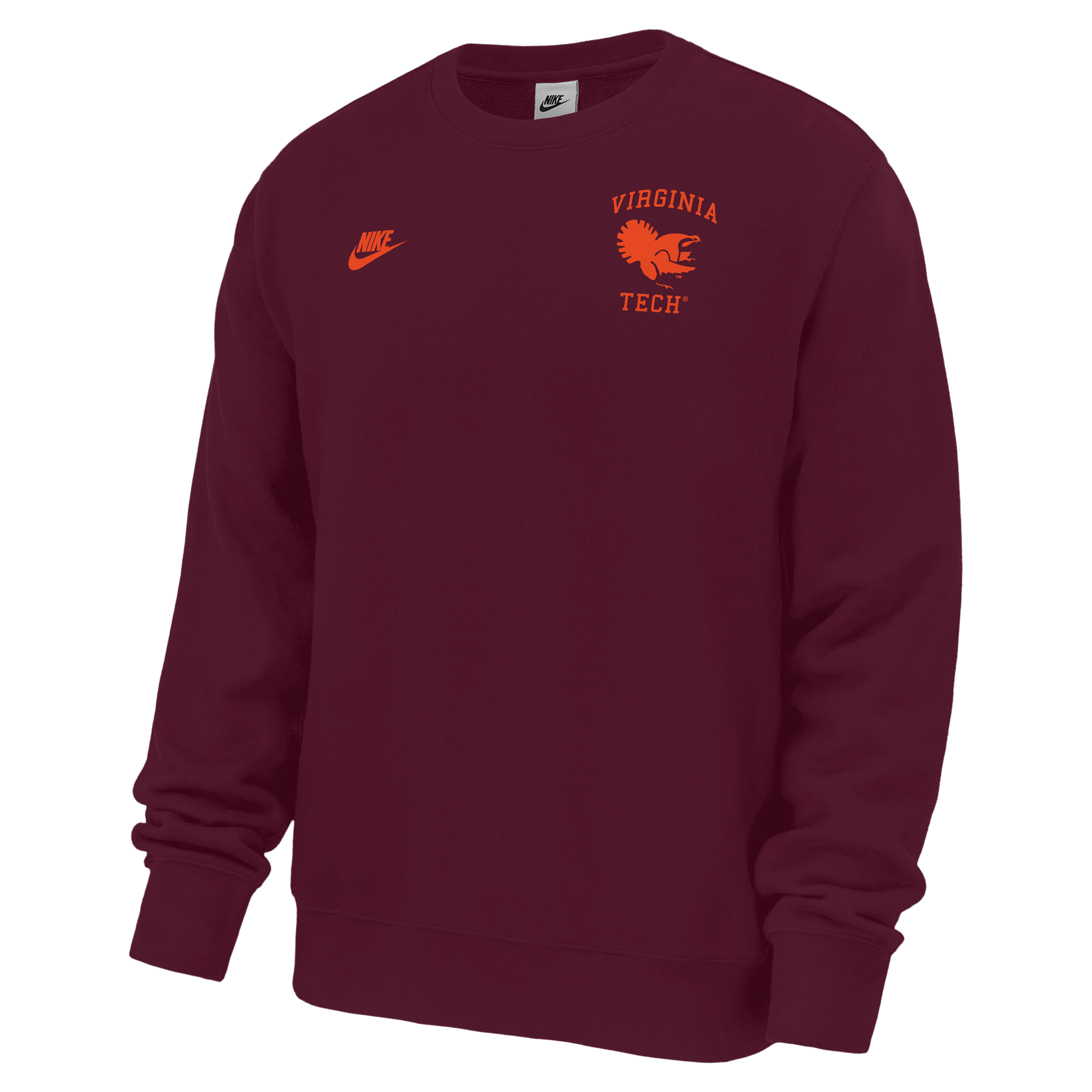Virginia Tech Hokies Club Nike Men's Football Fleece Crew-Neck Sweatshirt in Red | M33234P398VATH-DPM