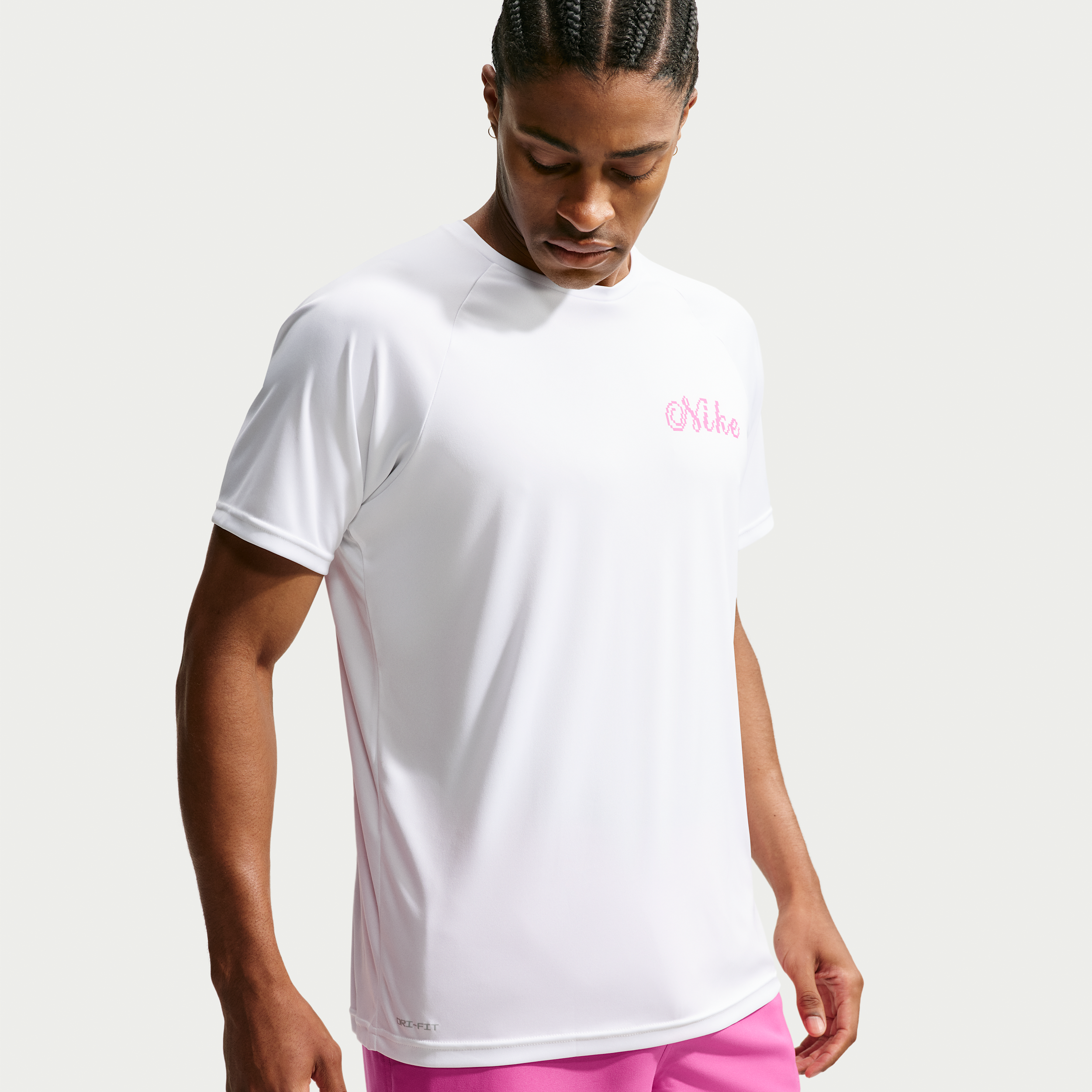 Nike Men's Swim Hydroguard Dri-FIT UV Short Sleeve Top in White | NESSG561-100