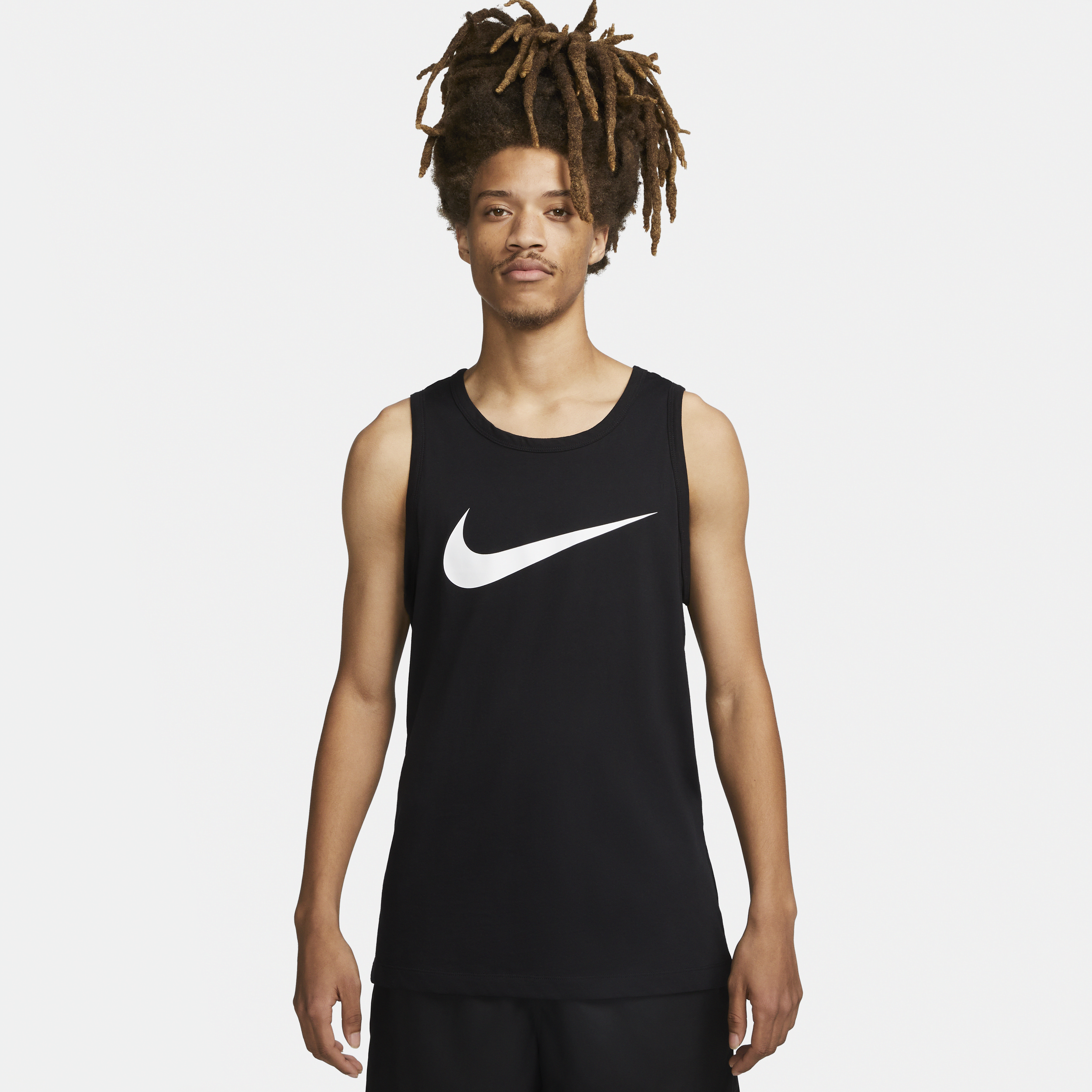 Nike Icon Swoosh Cotton Blend Tank Top In Black