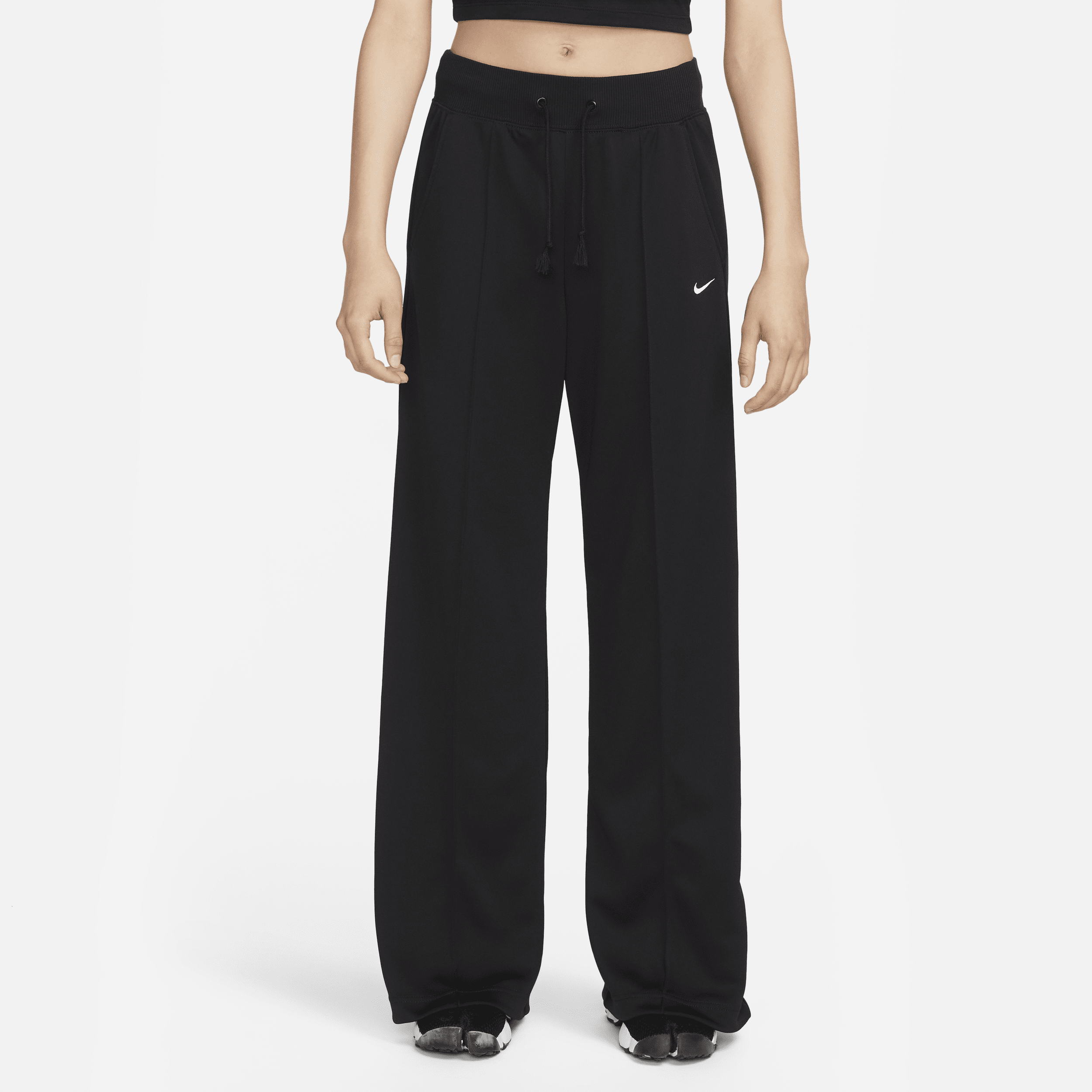 Nike Women's  Sportswear Essential High-waisted Wide-leg Pants In Black