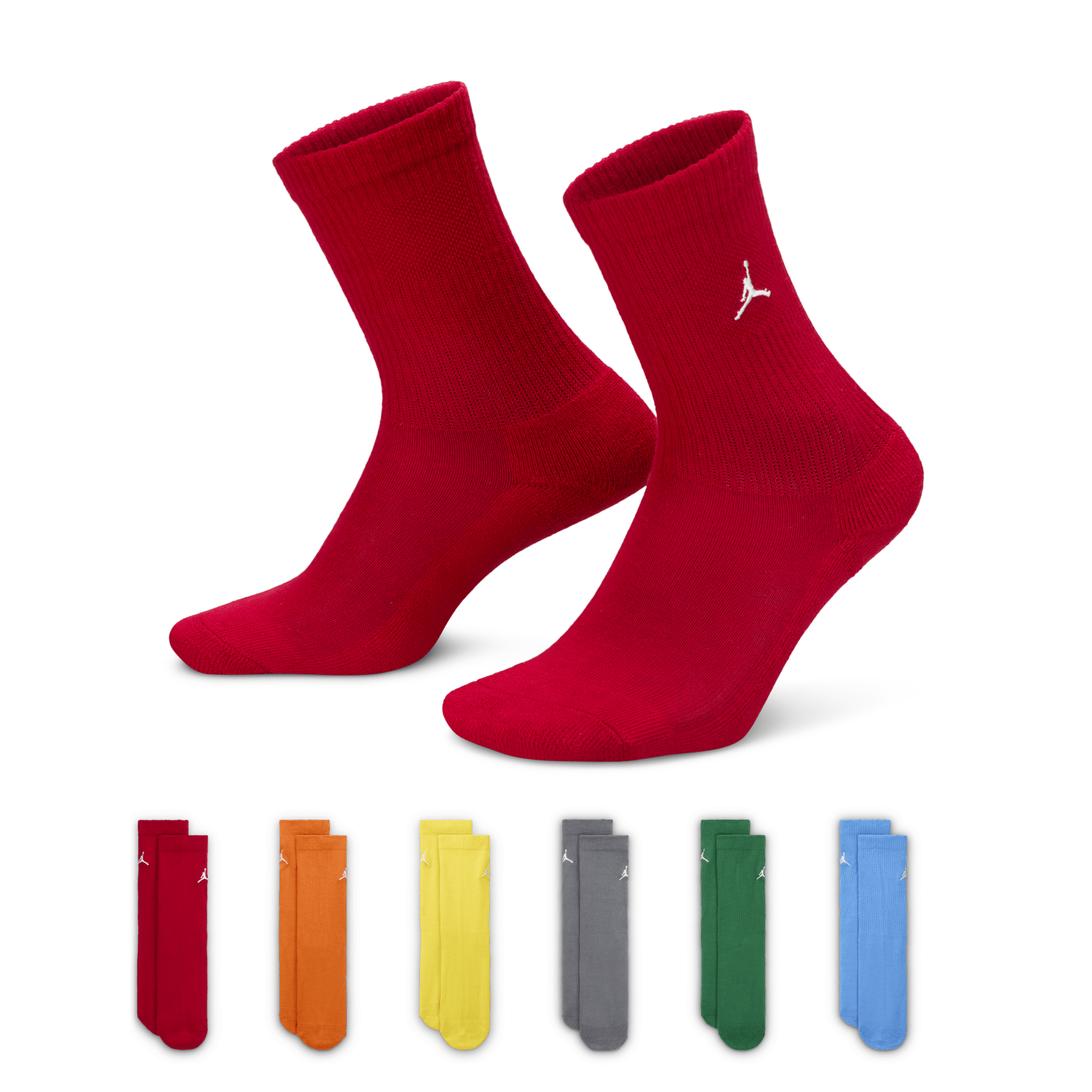 Jordan Nike Everyday Essentials Big Kids' Crew Socks (6 Pairs) In Red
