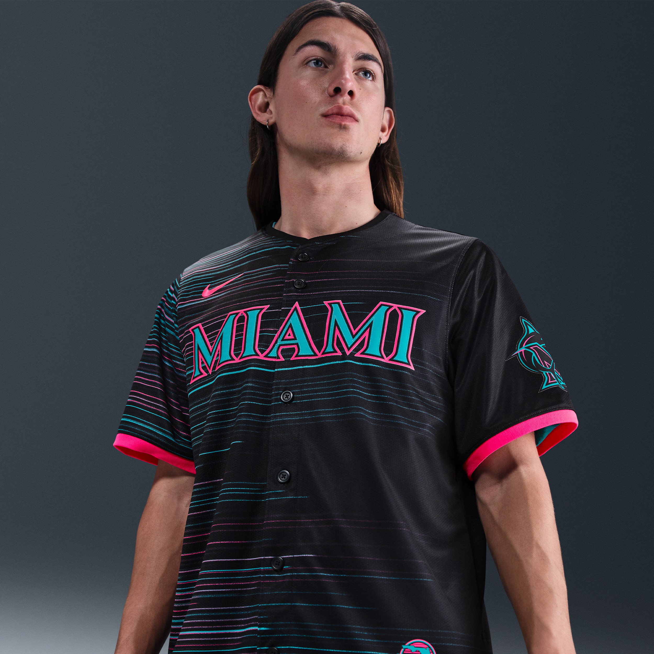 Miami Marlins City Connect Menâs Nike Men's Dri-FIT ADV MLB Limited Jersey in Black | LM250CNEMQM-1U2