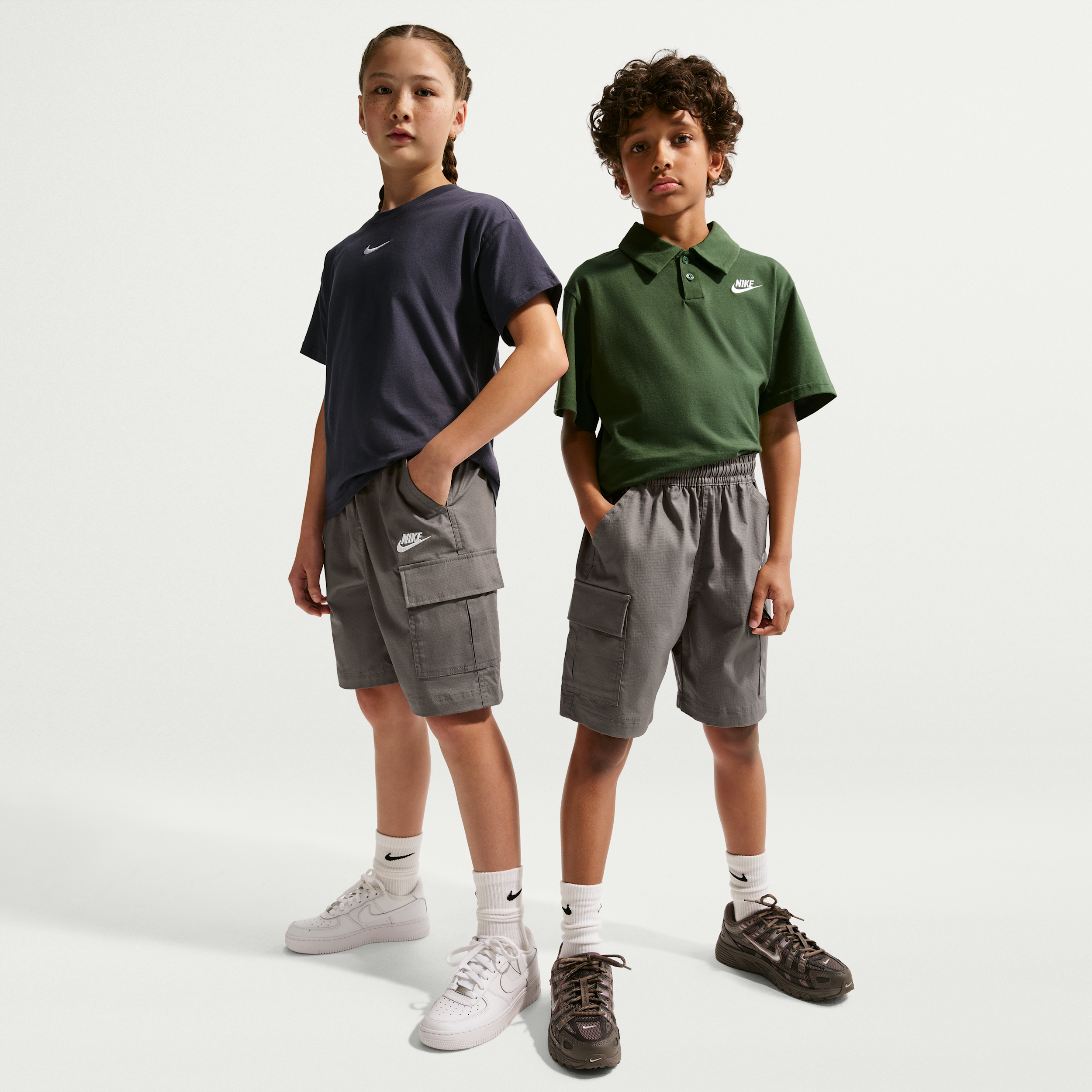 Nike Sportswear Club Big Kids' Woven Cargo Shorts in Grey | IF2840-289
