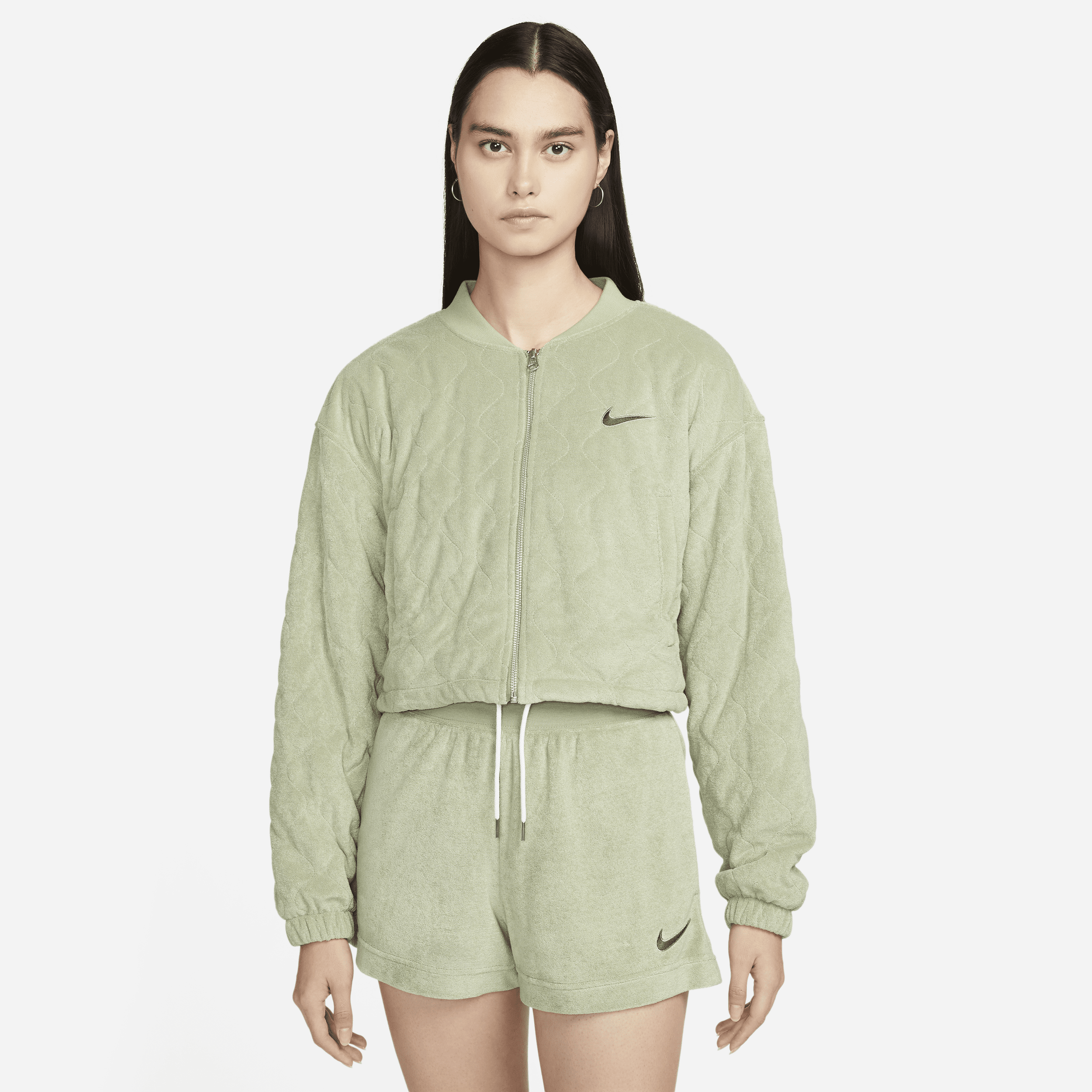 Nike Women's  Sportswear Terry Quilted Jacket In Green