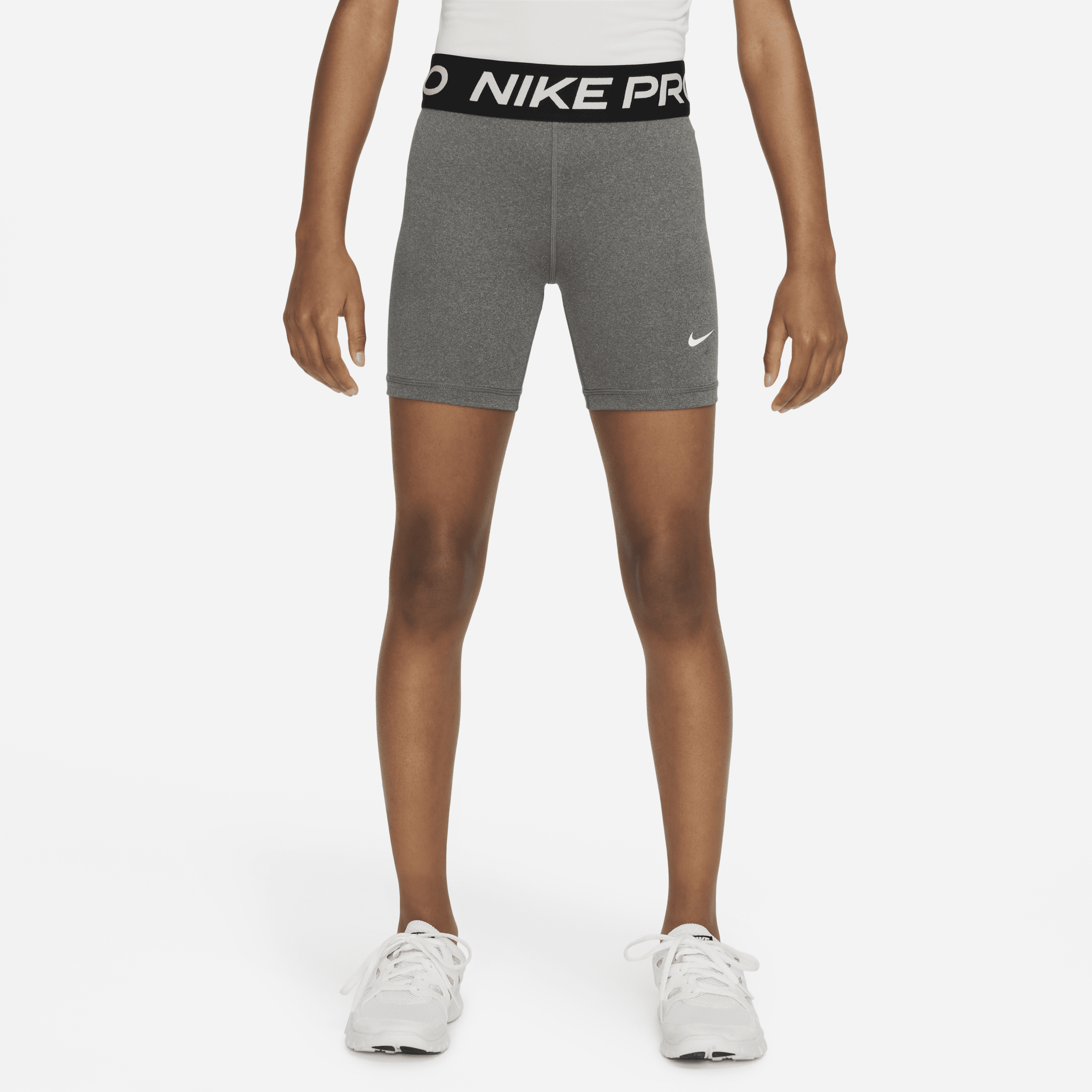 Nike Pro Big Kids' (girls') Dri-fit 5" Shorts In Grey