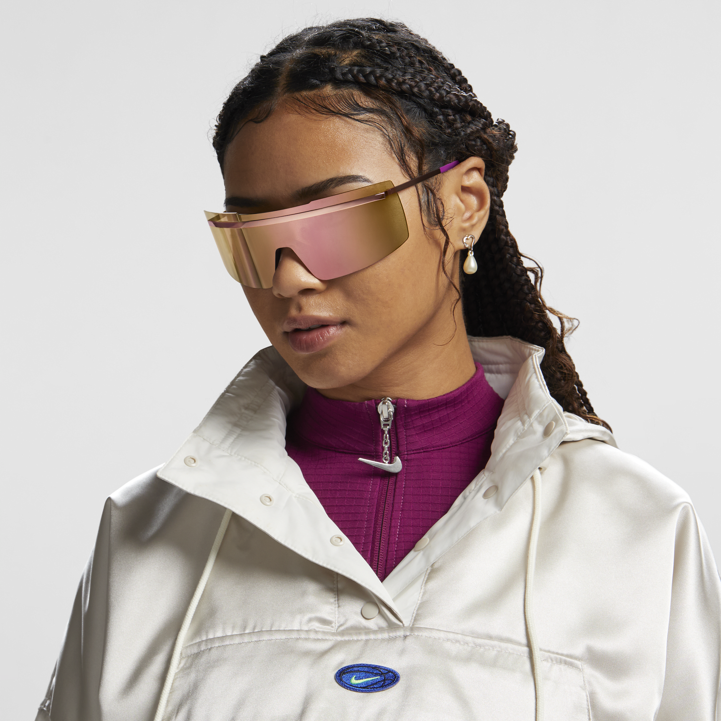 Nike Unisex Echo Shield Mirrored Sunglasses In Pink