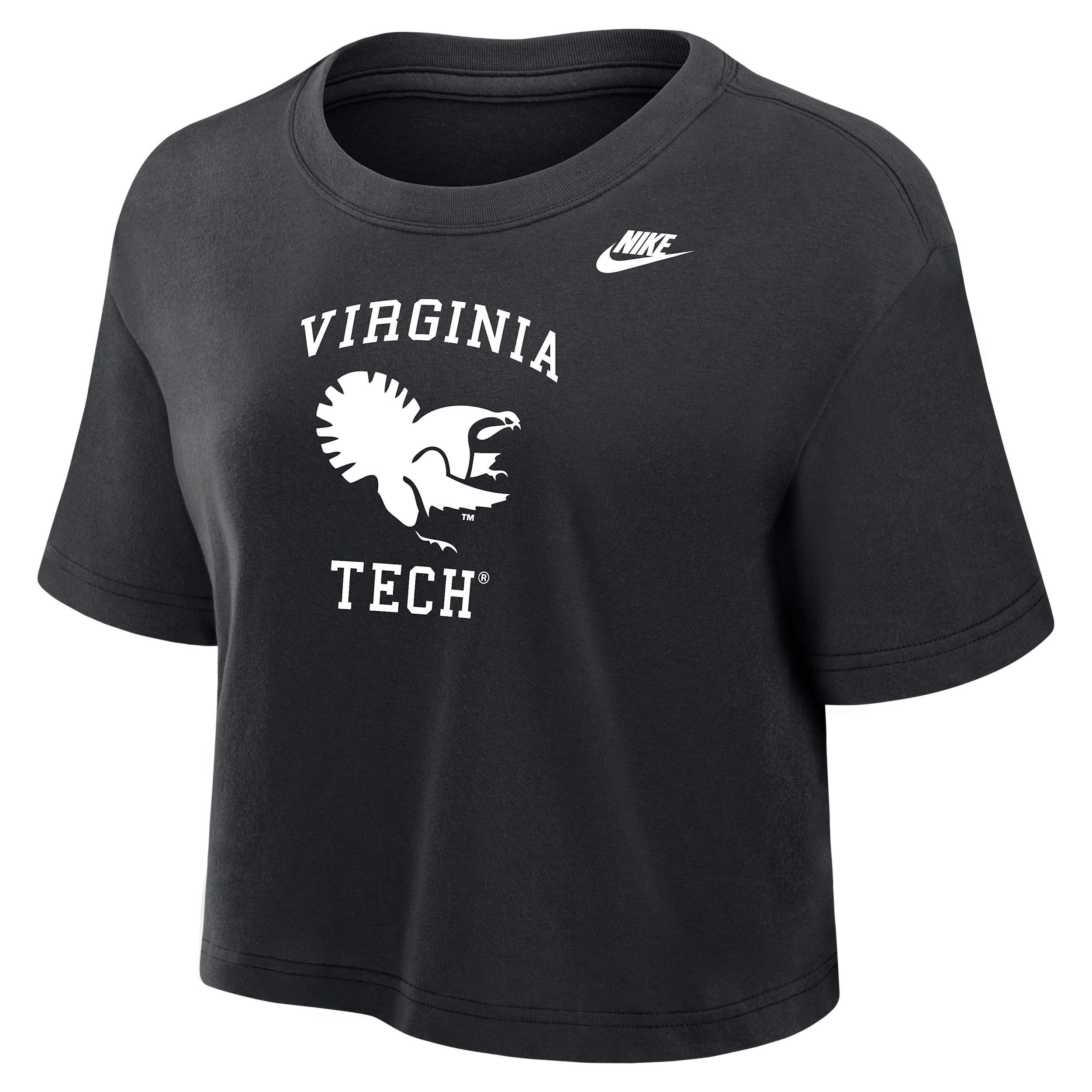 Virginia Tech Hokies Nike Women's Dri-FIT Cropped T-Shirt in Black | W11840P404VATH-BLK