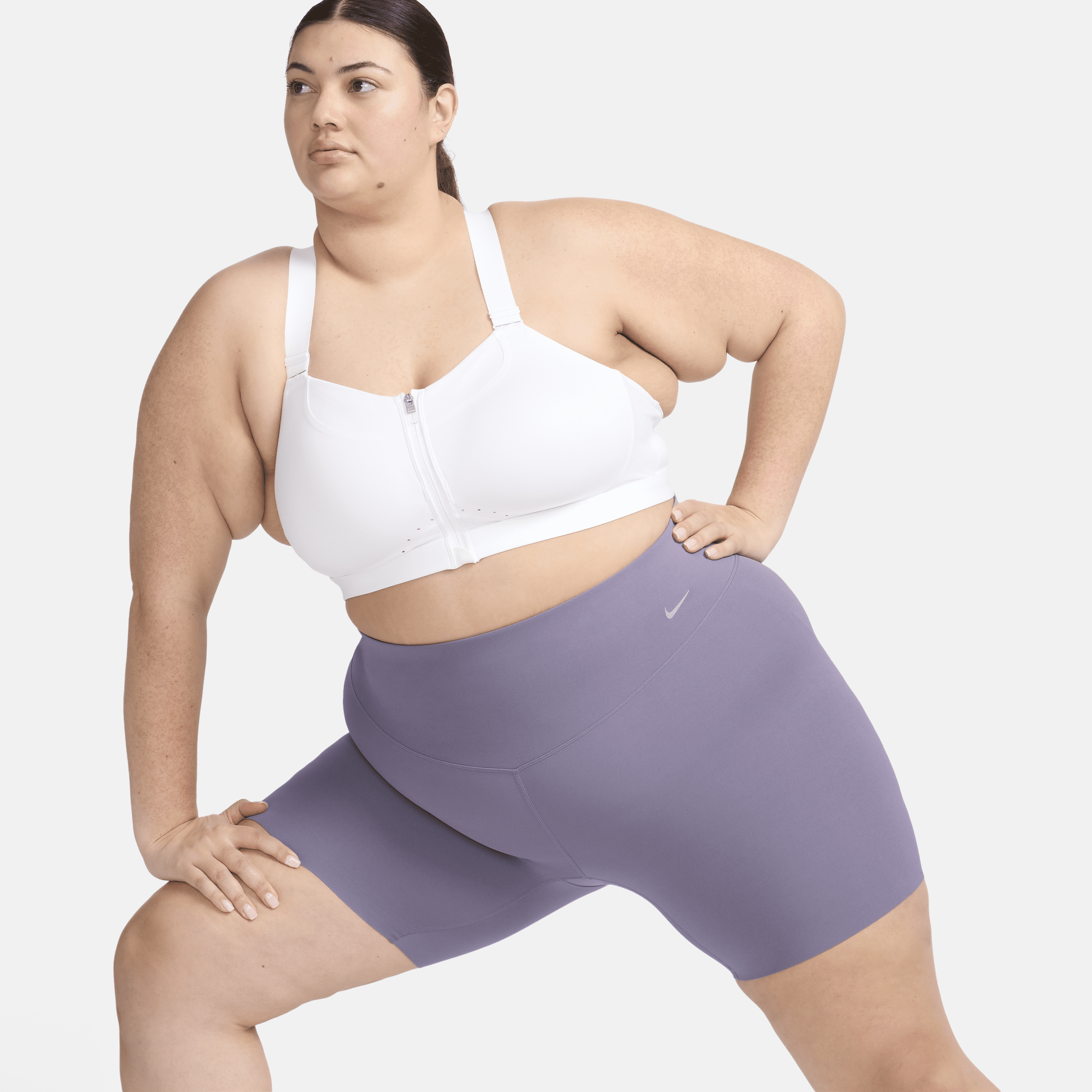 Shop Nike Women's Zenvy Gentle-support High-waisted 8" Biker Shorts (plus Size) In Purple