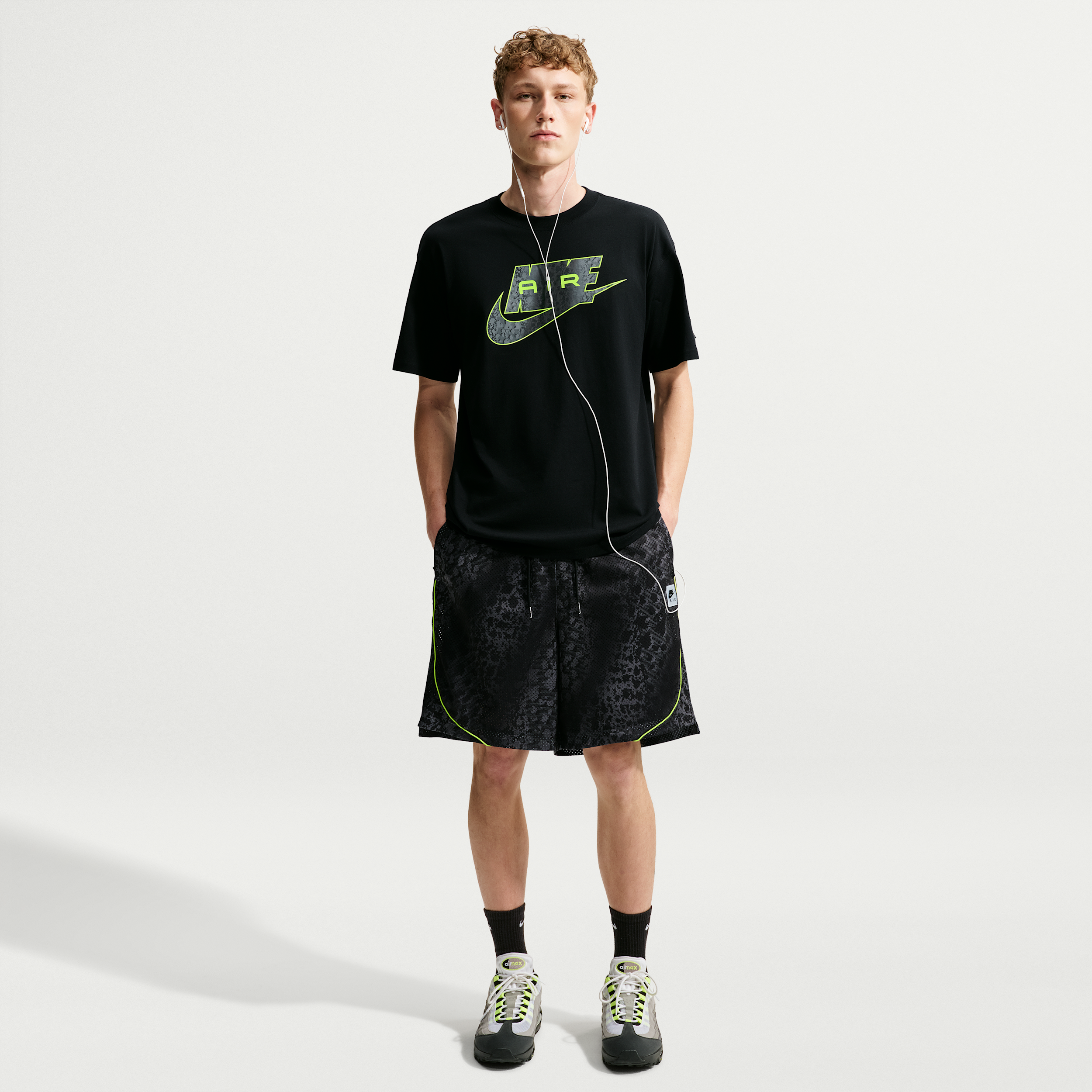 Nike Men's Air All-Over-Print Mesh Shorts in Grey | IO3820-070