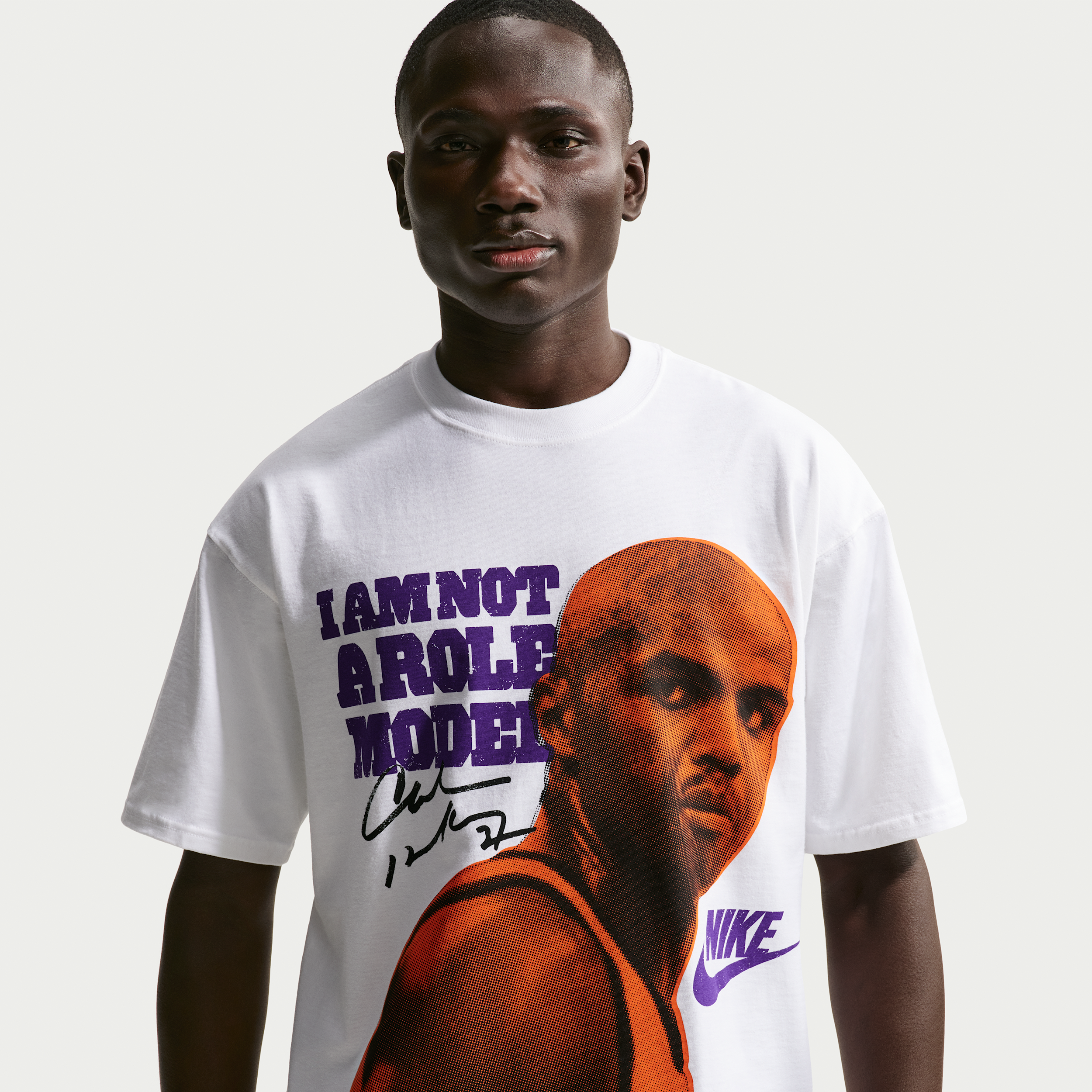 Men's Nike Sportswear "Charles Barkley" Max90 Short-Sleeve T-Shirt in White | IW3027-100