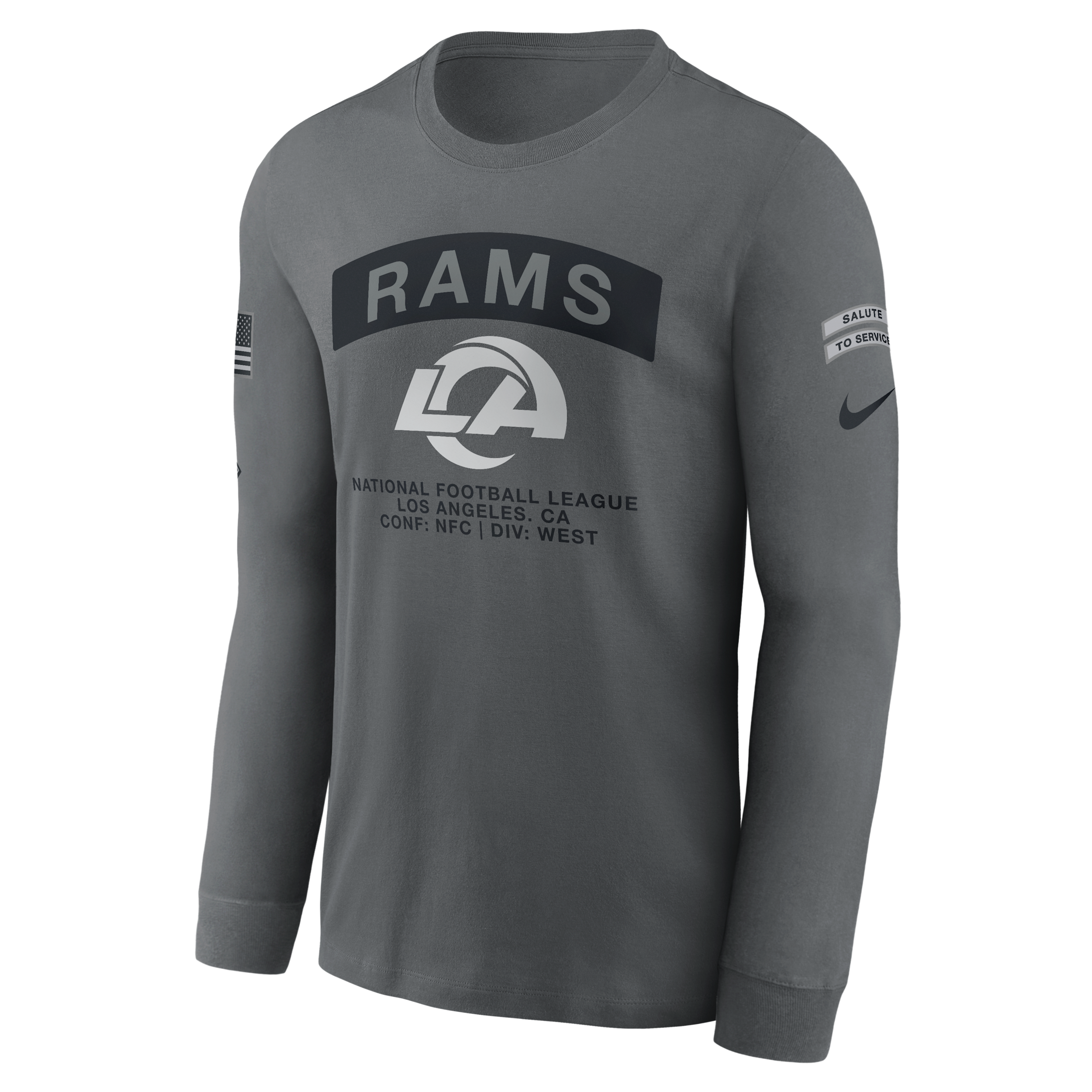 Los Angeles Rams Salute to Service Nike Men's NFL Long-Sleeve T-Shirt in Grey | NKAC0AIA5B-RFD