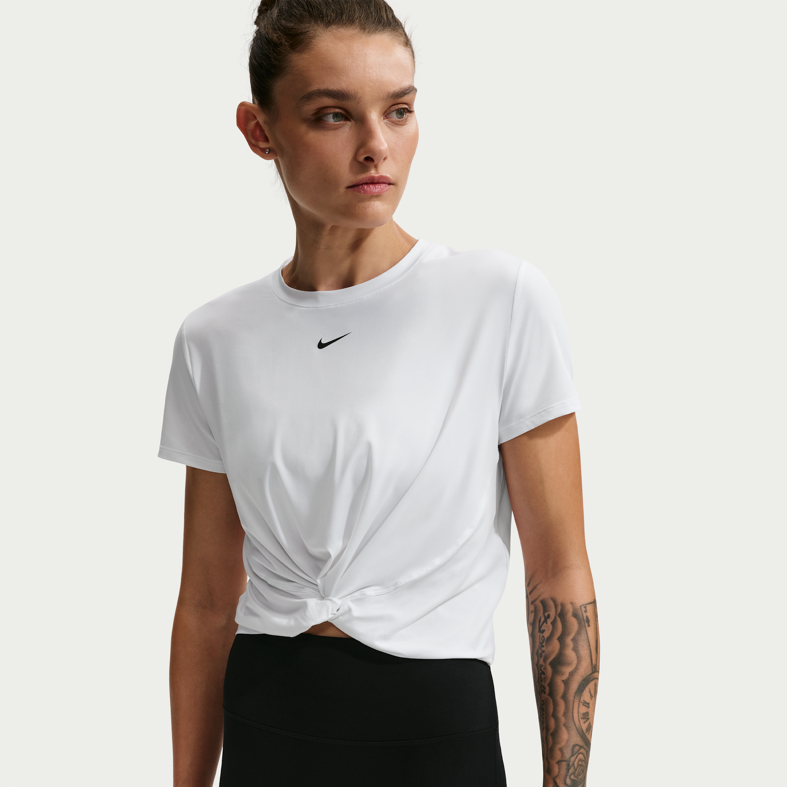 Nike Women's One Classic Twist Dri-FIT Short-Sleeve Top in White | HJ1054-102