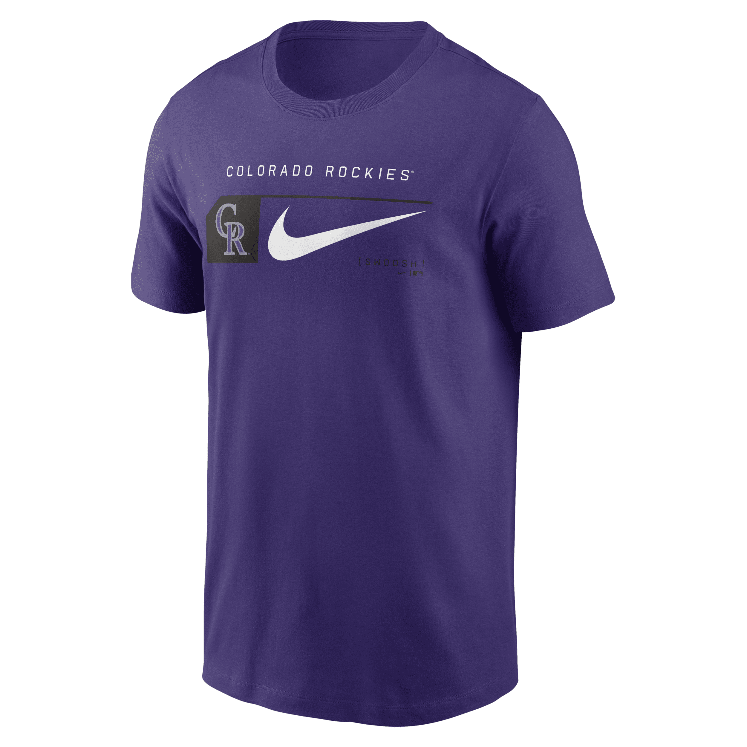 Shop Nike Colorado Rockies Team Swoosh Lockup  Men's Mlb T-shirt In Purple