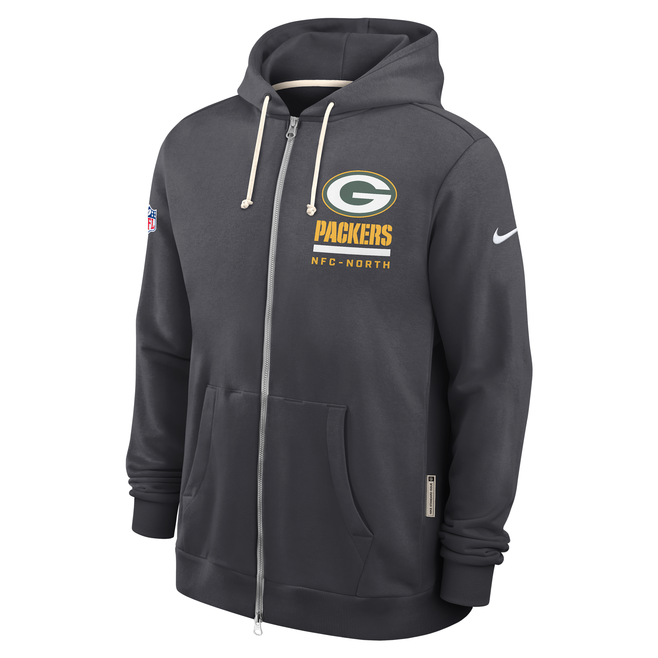 Nike Anthracite Green Bay Packers Sideline Standard Issue Utility Player Dri-fit Full-zip Hoodie In Black