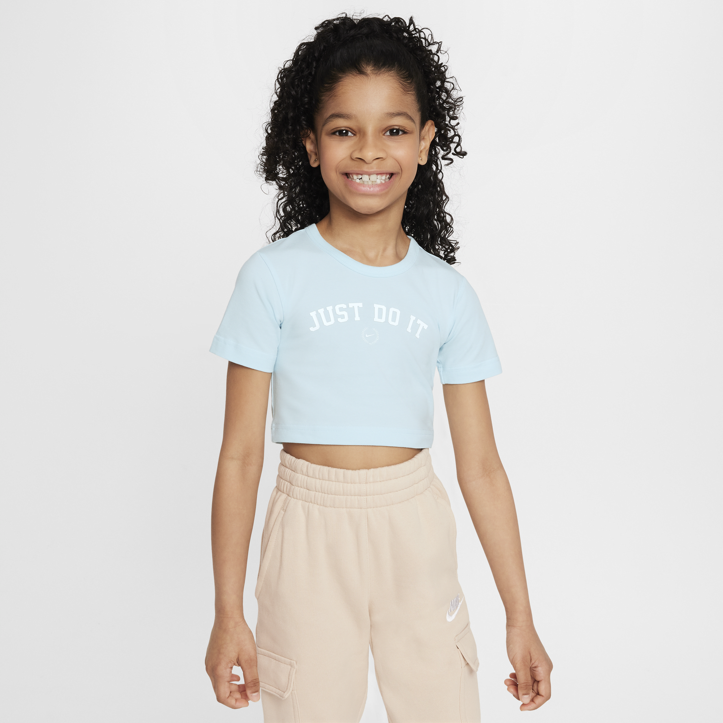 Shop Nike Sportswear Big Kids' (girls') Crop T-shirt In Blue