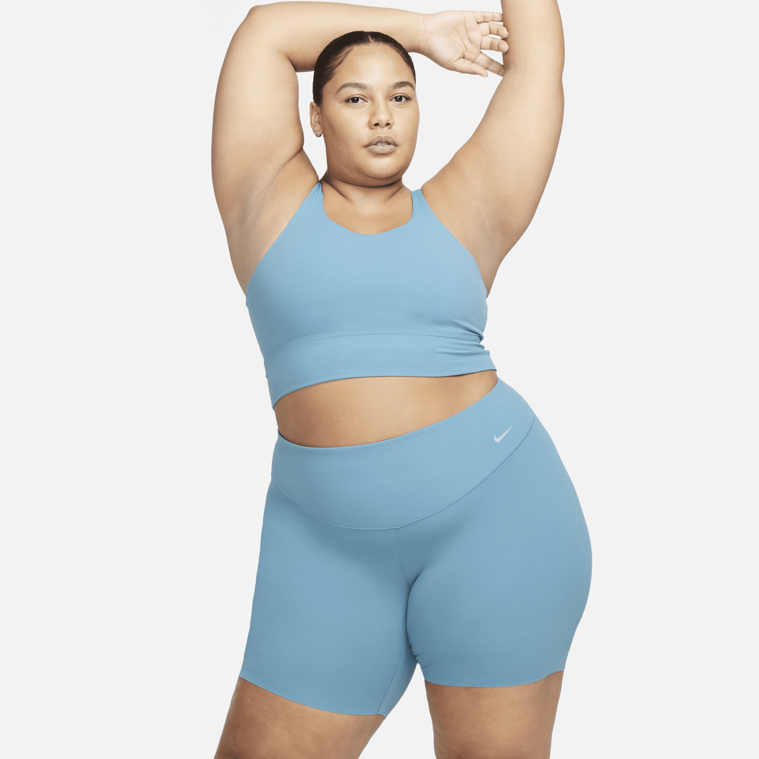 Nike Women's Zenvy Gentle-support High-waisted 8" Biker Shorts (plus Size) In Blue