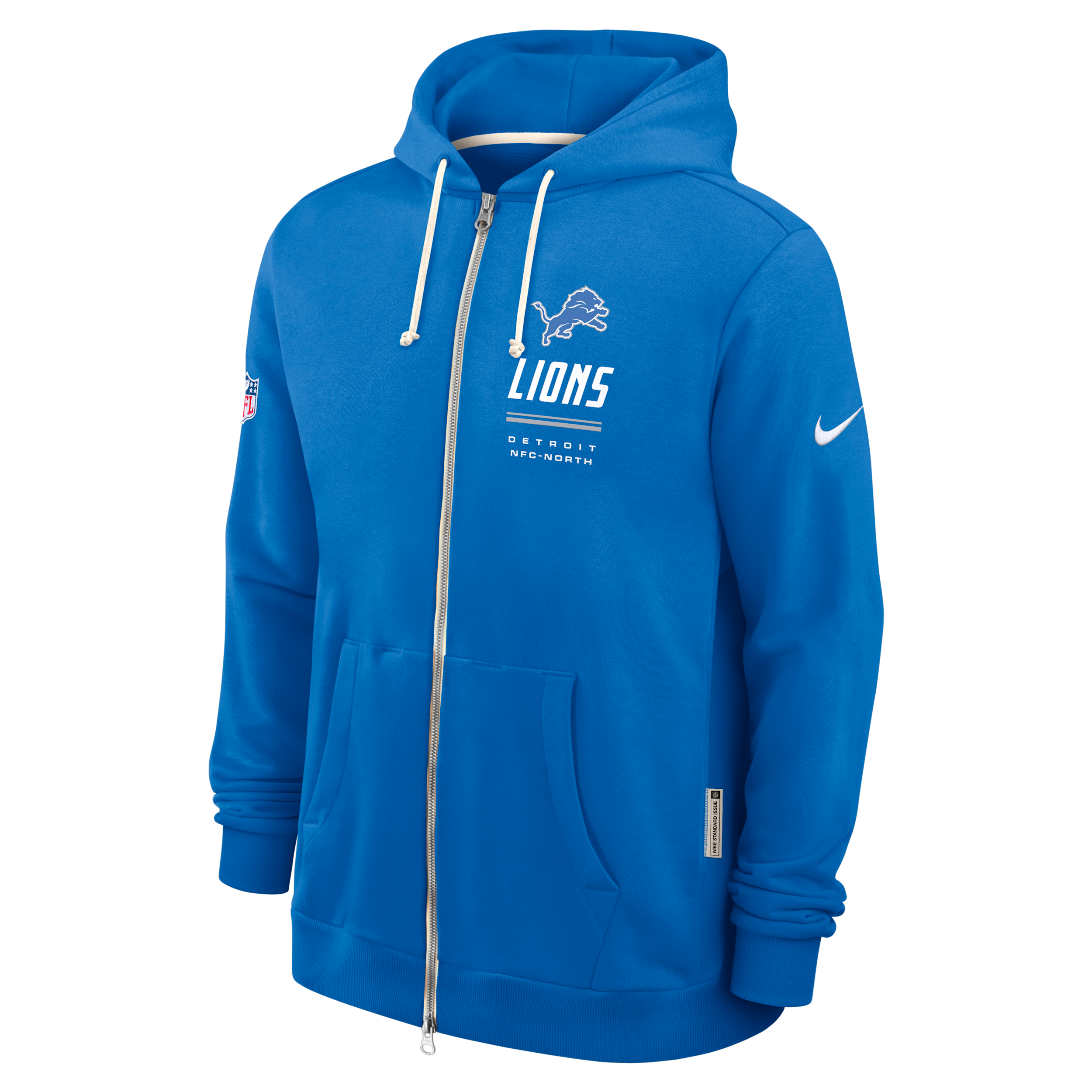 Detroit Lions Sideline Standard Issue Nike Men's Dri-FIT NFL Full-Zip Hoodie in Blue | 03AV45A9J-JK9