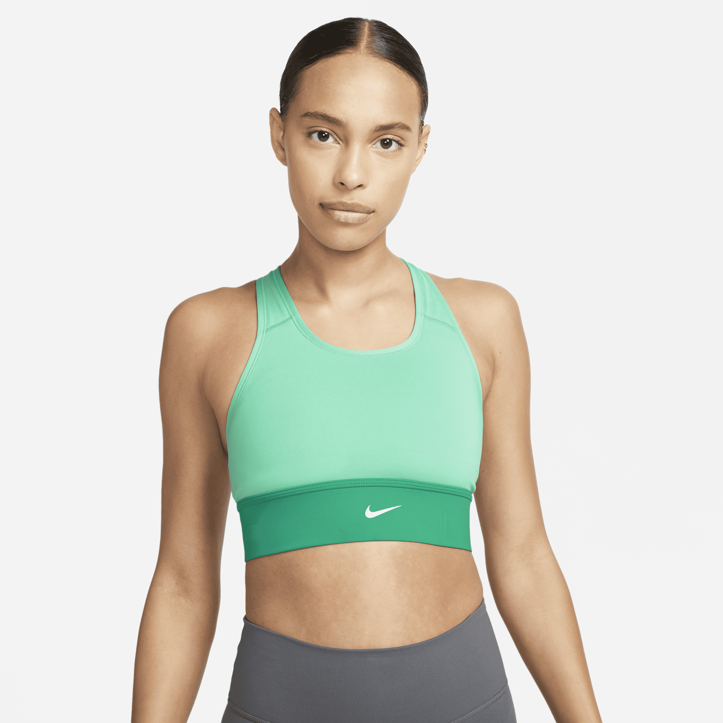 Nike Training Dri-FIT Swoosh longline medium support padded bra in