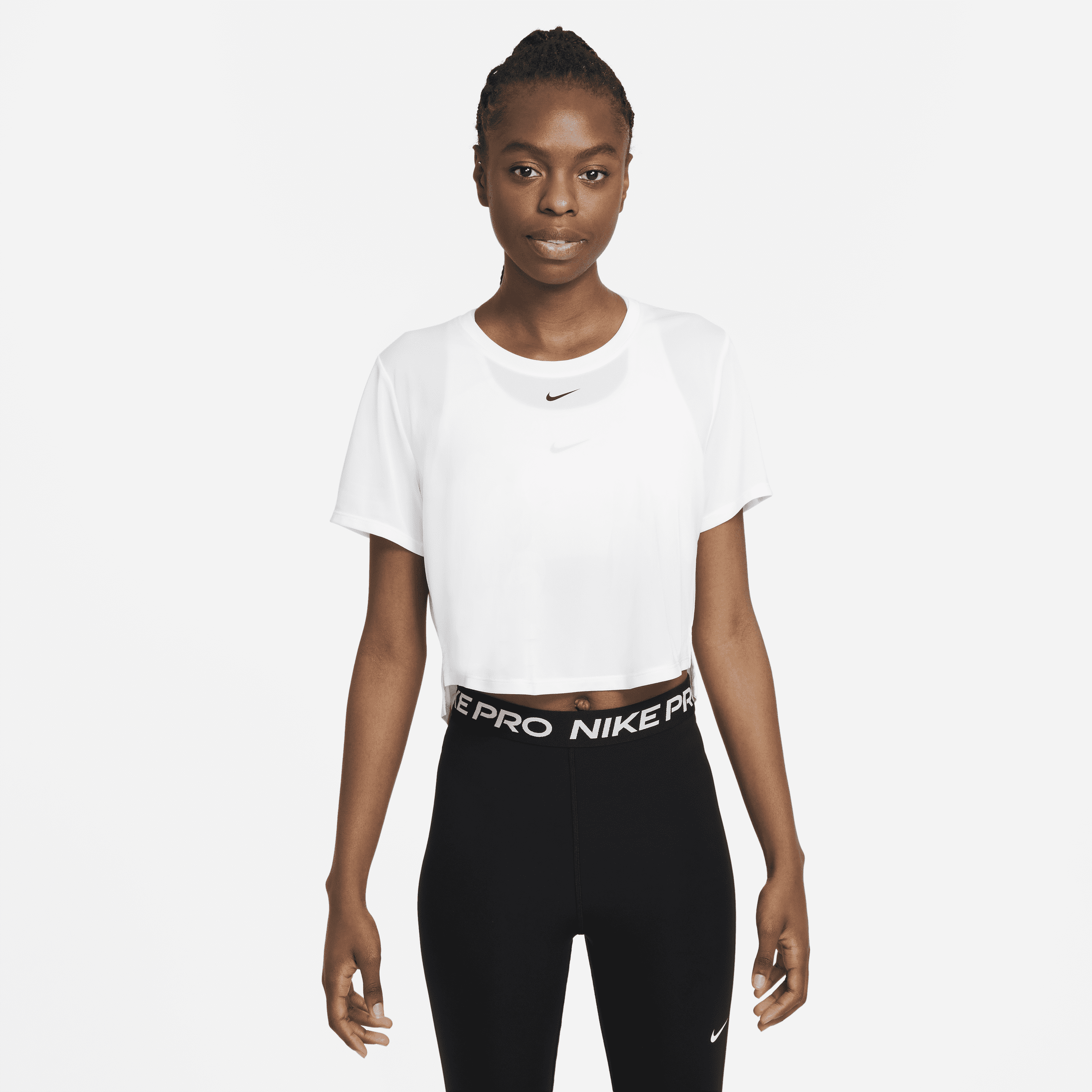 Nike Women's Dri-FIT One Standard Fit Short-Sleeve Cropped Top in White | DD4954-100