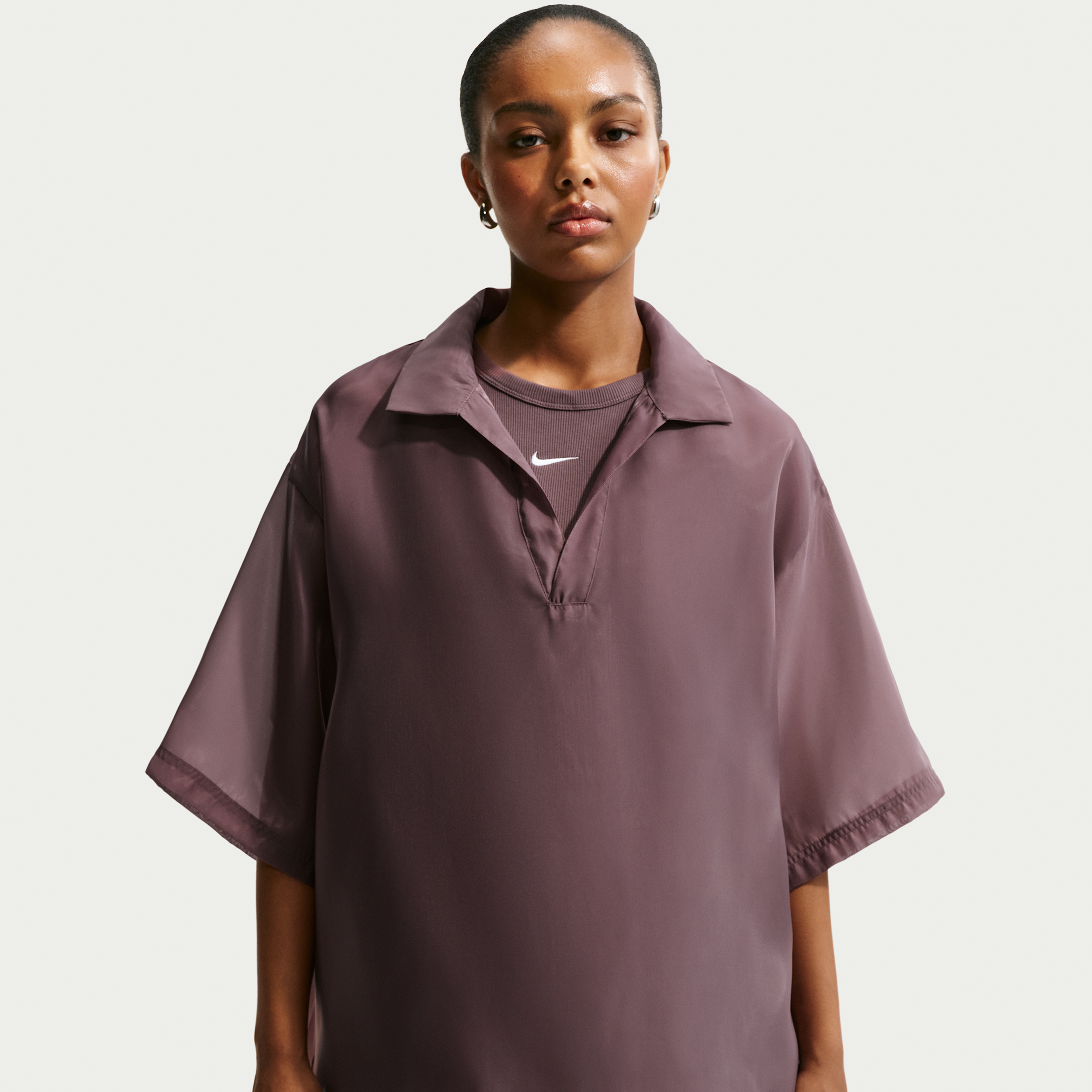 Women's Nike Sportswear Oversized Sheer Top in Purple | IR1680-502