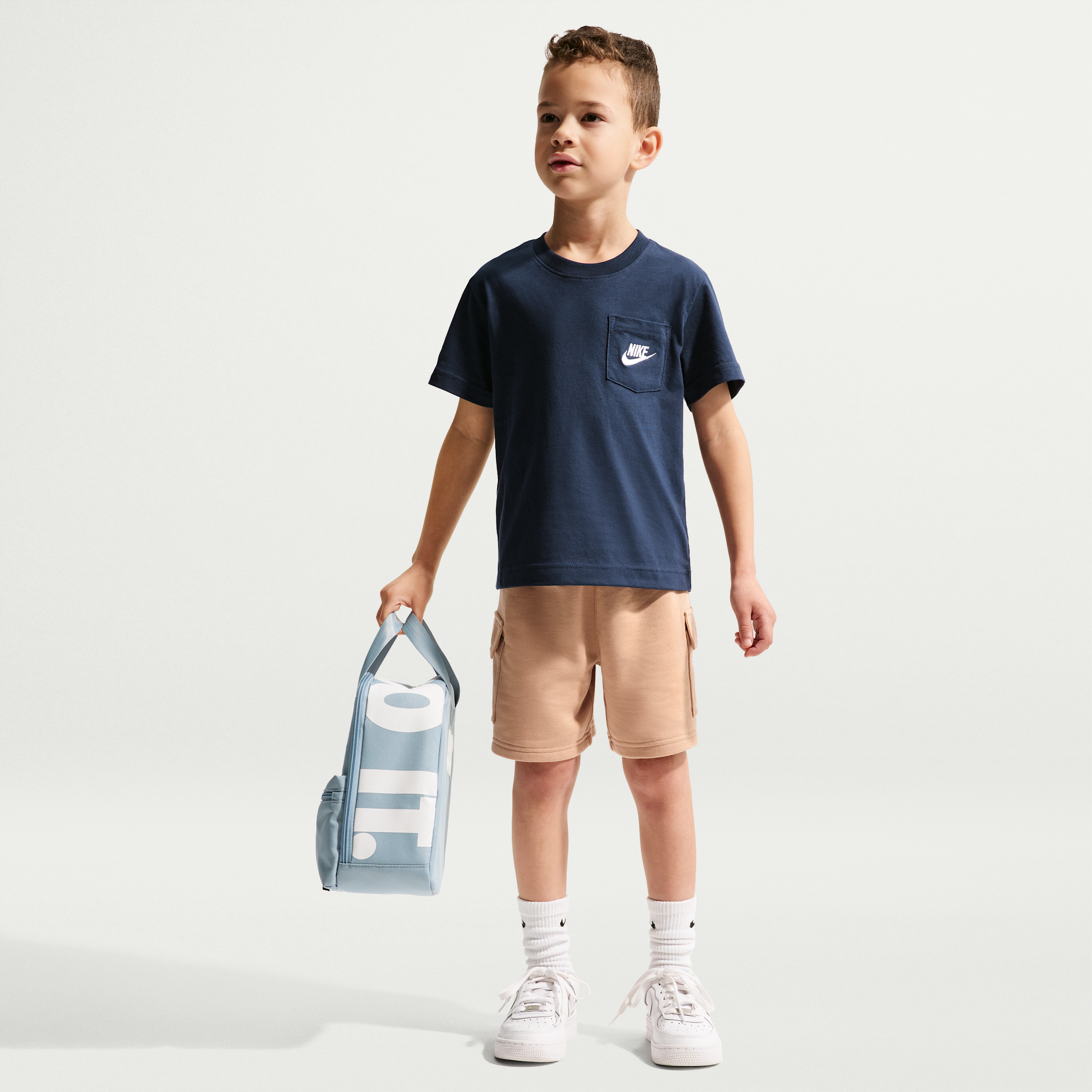Nike Sportswear Little Kids' Pocket T-Shirt and French Terry Shorts Set in Brown | 86N041-X0L
