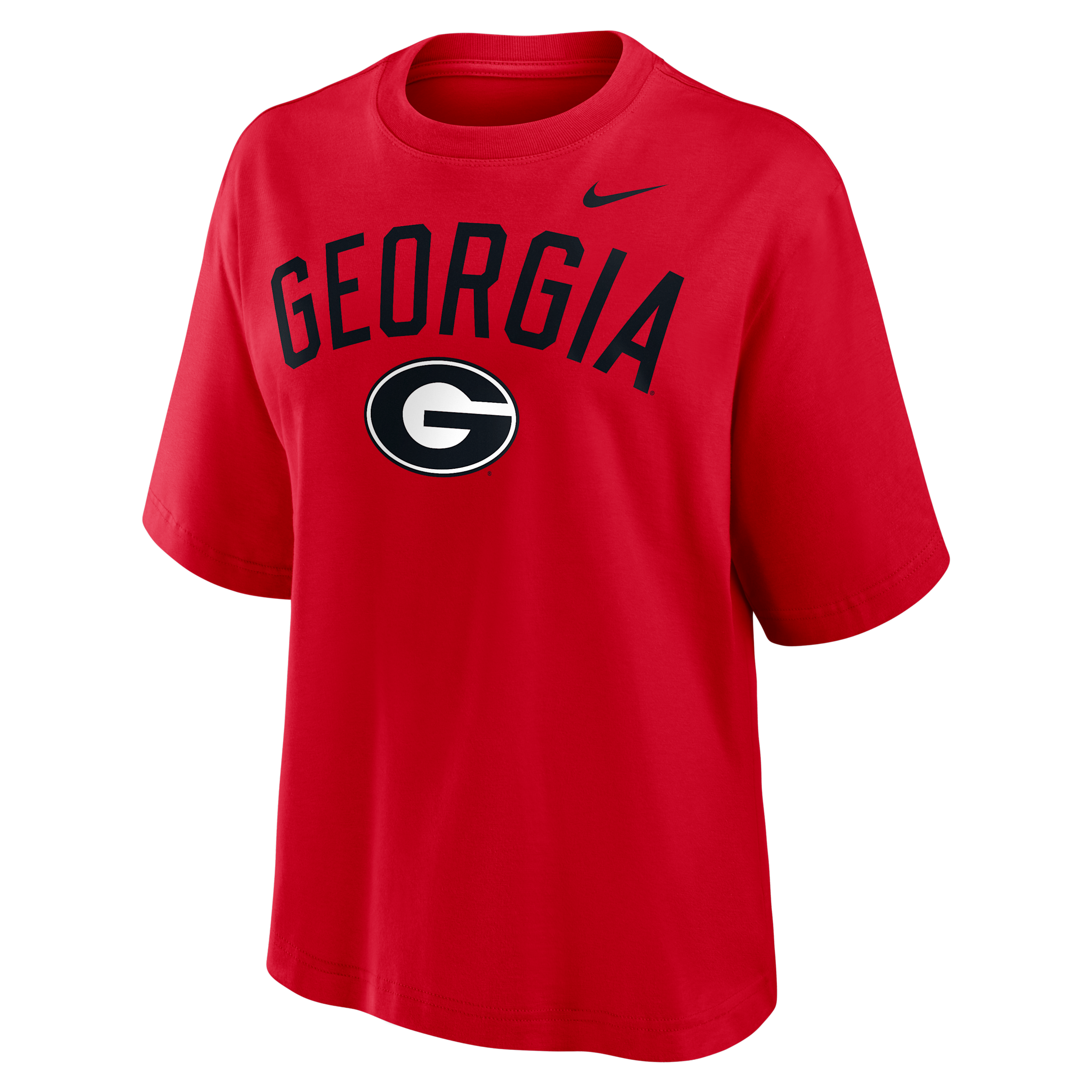 Georgia Arch Over Logo Boxy Nike Women's College T-Shirt in Red | 01CM65NGBN-KMG