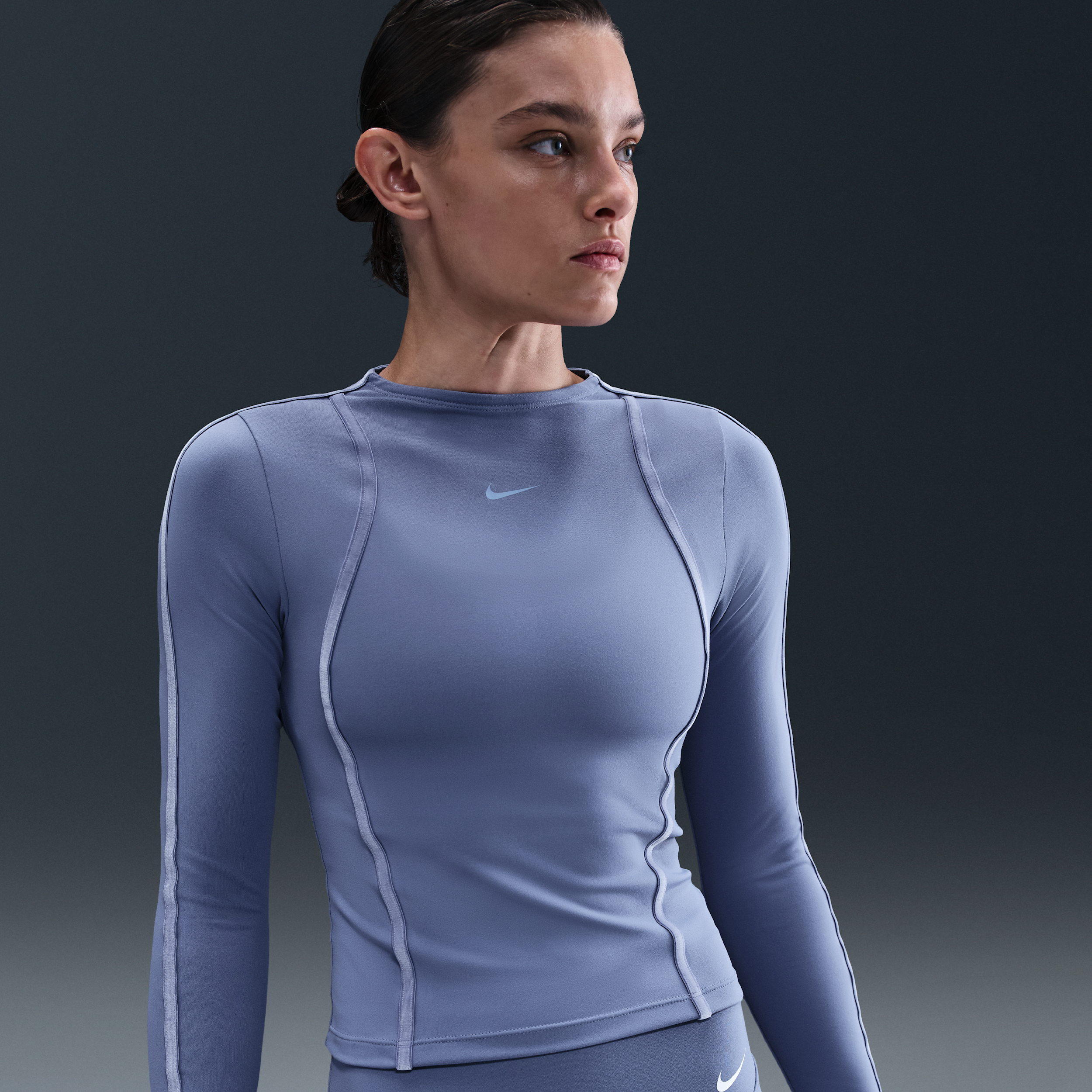 Nike Women's One Fitted Dri-fit Long-sleeve Top In Blue