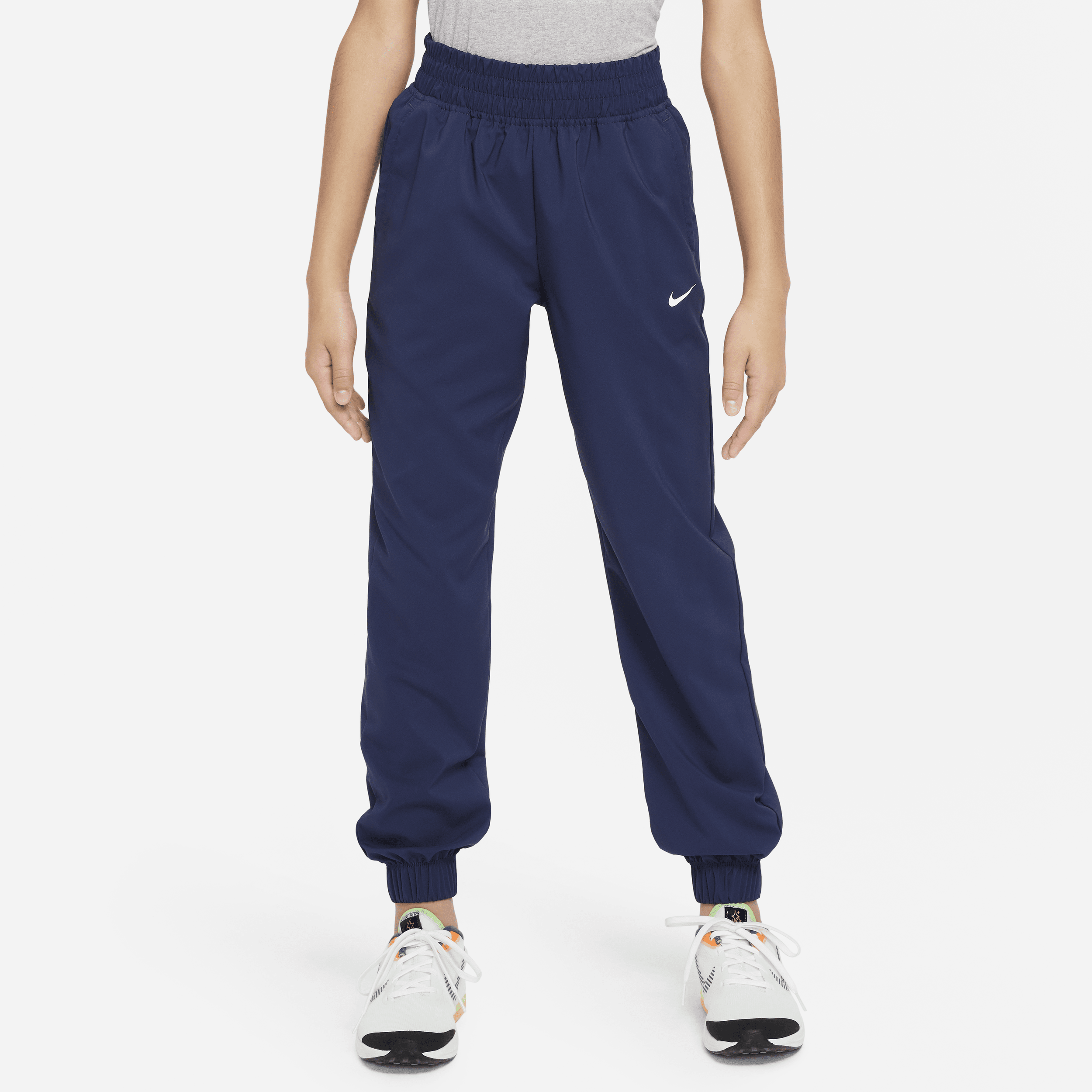 Nike Dri-fit One Big Kids' (girls') Woven Training Pants In Blue