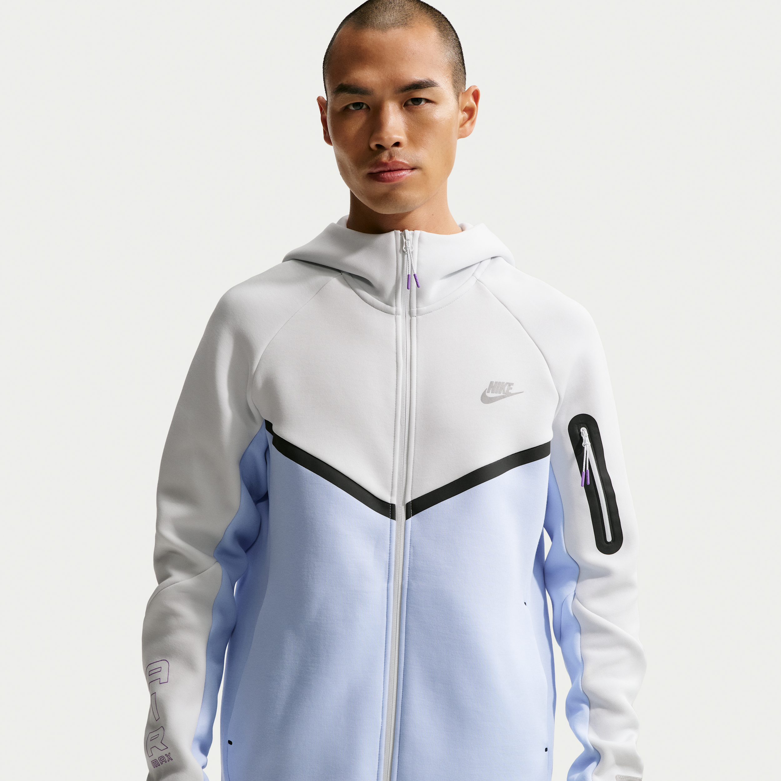 Nike Mens Tech Fleece Windrunner Full-Zip Jacket AM Day - - Hydrogen Blue / Bright Violet / Off White