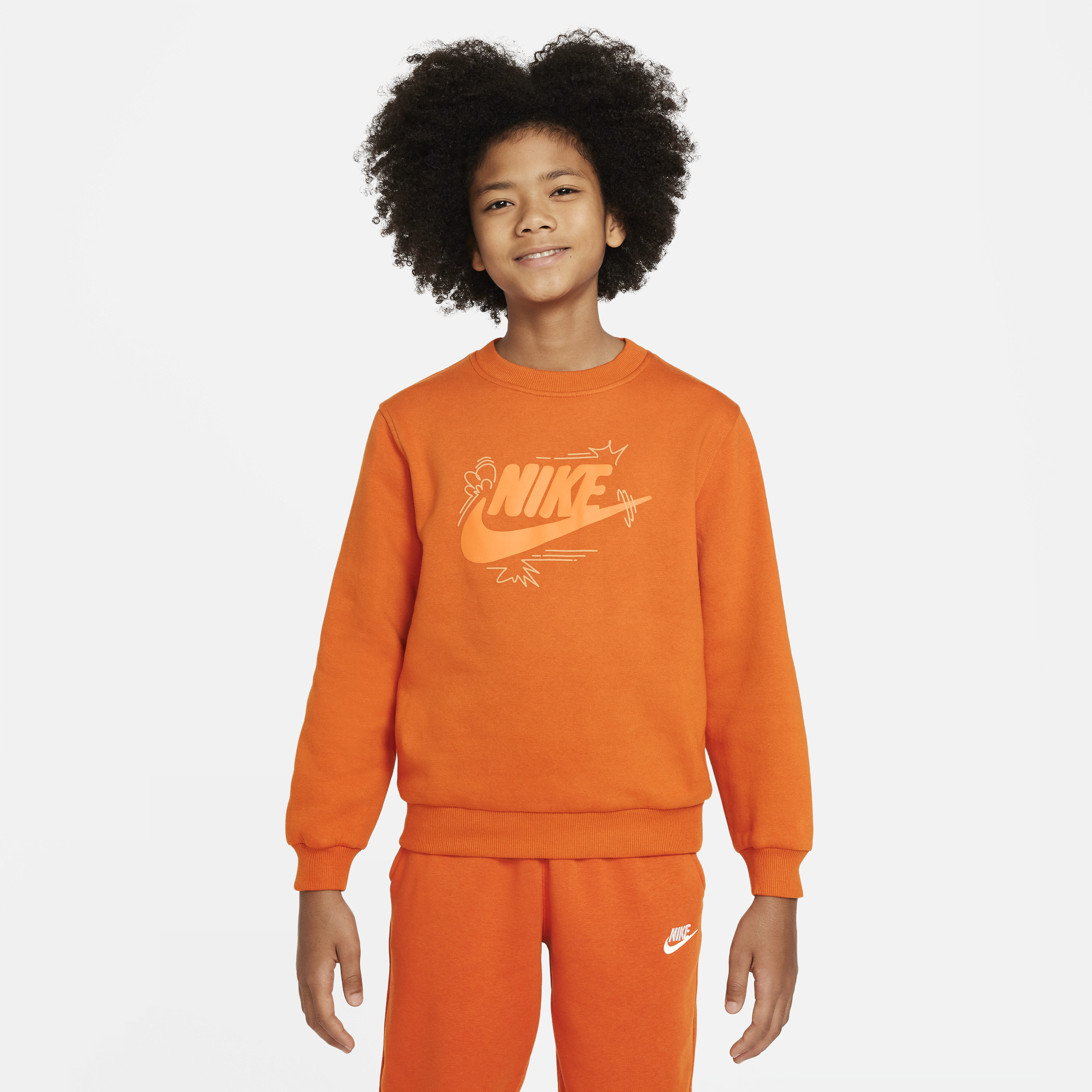 Nike Sportswear Club+ Big Kids' Sweatshirt In Orange