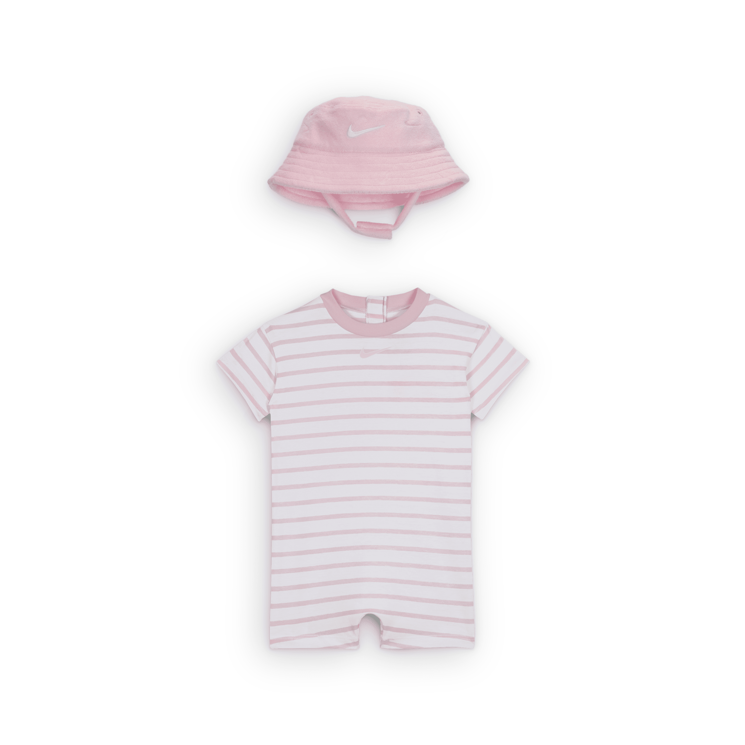 Jordan Baby Short Sleeve Romper With Bucket Hat In Pink