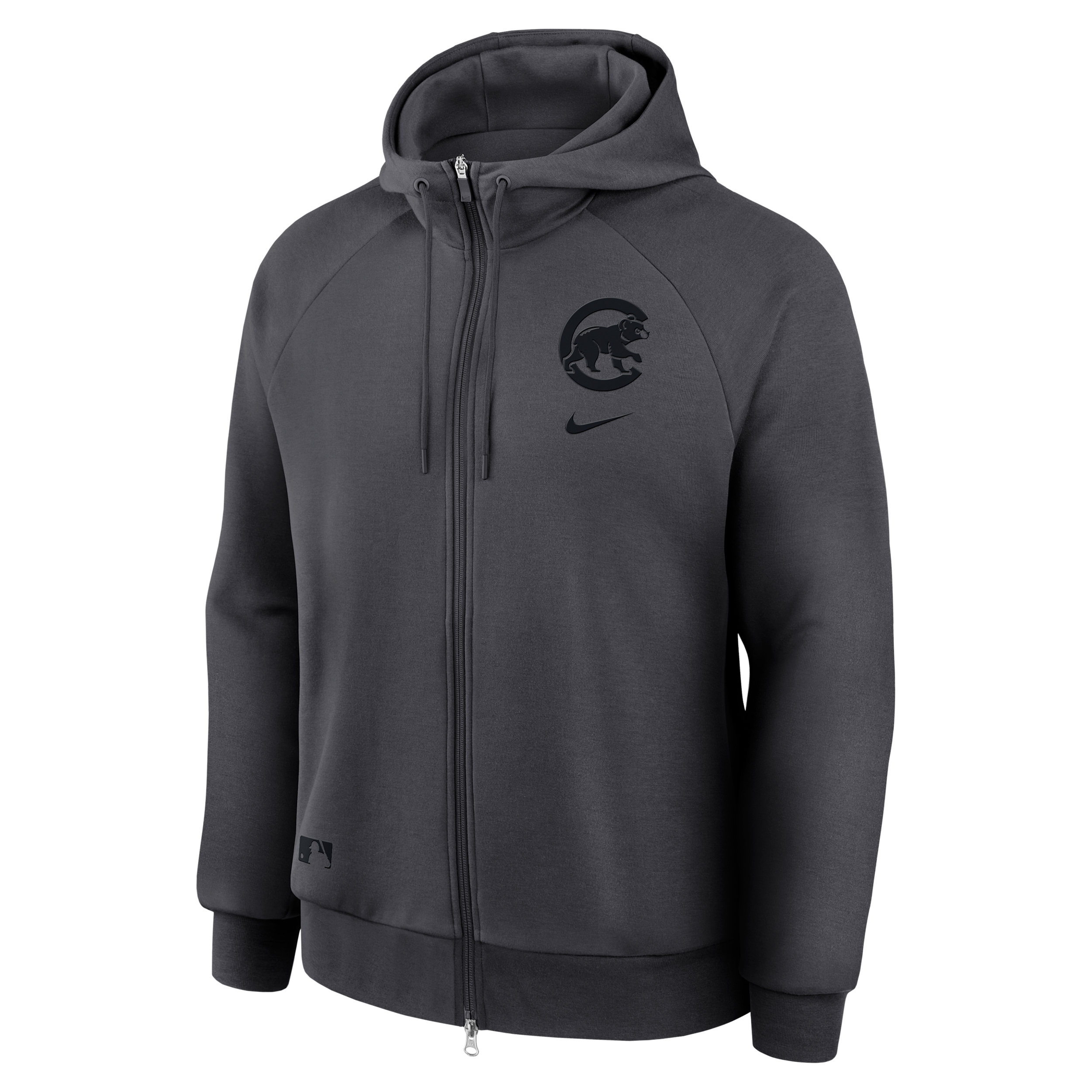 Nike Men's Anthracite Chicago Cubs Authentic Collection Player Raglan Dri-fit Full-Zip Hoodie - Anthracite