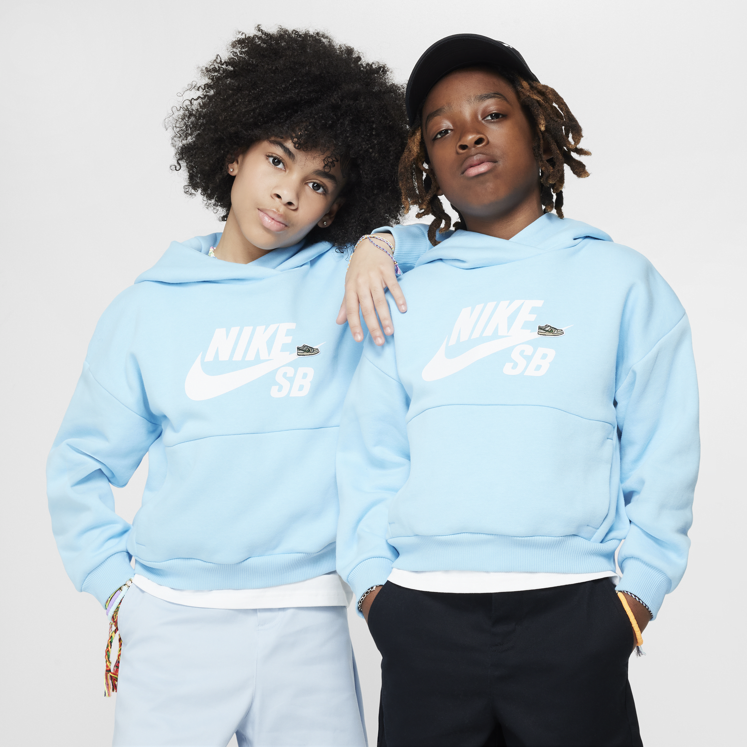 Nike Sb Icon Fleece Easyon Big Kids' Oversized Pullover Hoodie In Blue