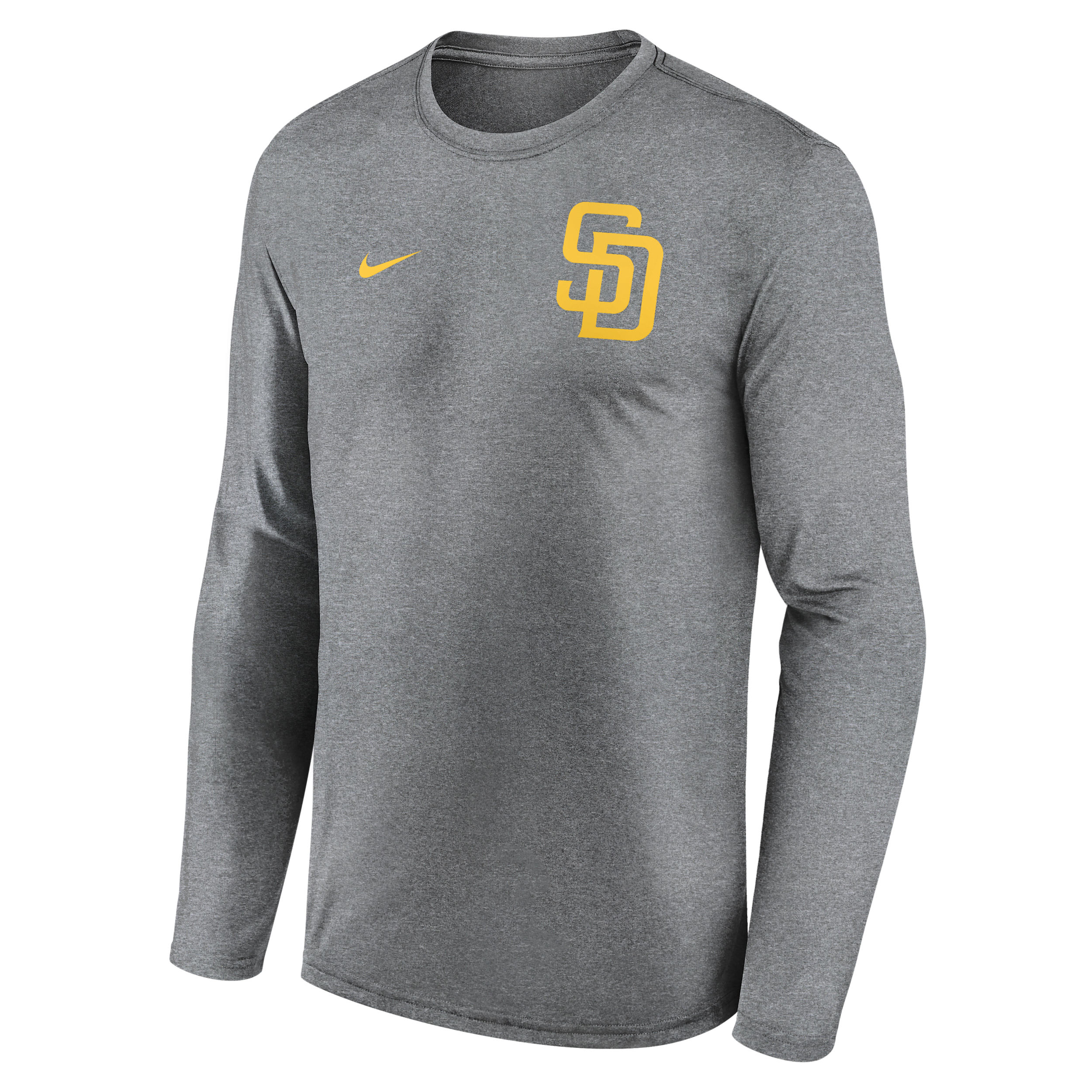 Nike Men's Heather Charcoal San Diego Padres 2-hit Legend Performance Long Sleeve T-shirt In Gray