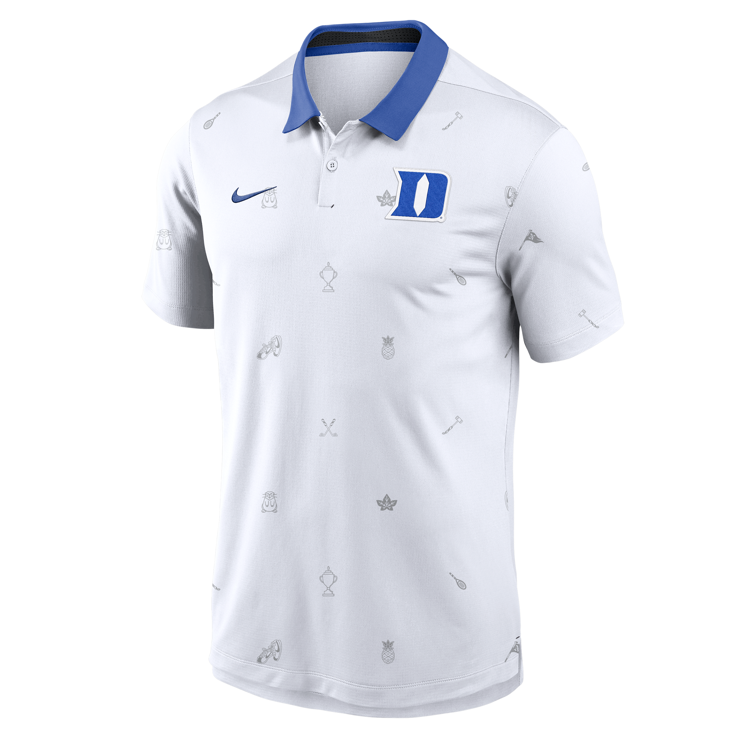 Duke Vapor Pattern Nike Men's Dri-FIT College Polo in White | 00HT062NDU-RNS