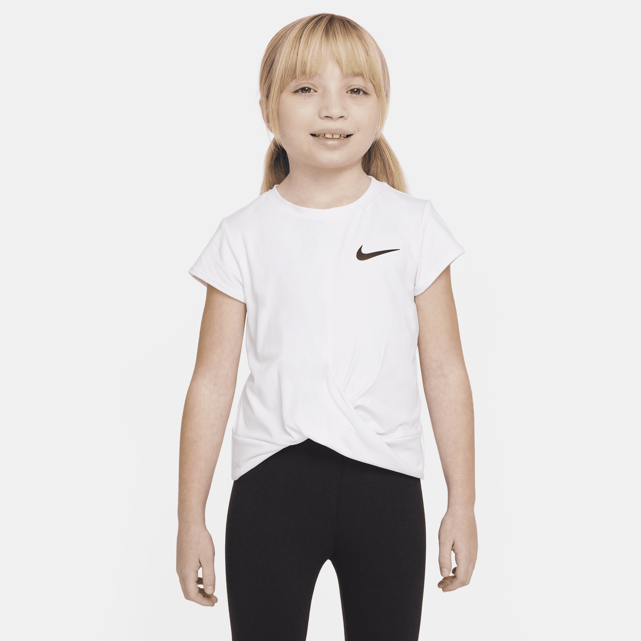 Nike Dri-fit Little Kids' Twist Hem Tee In White