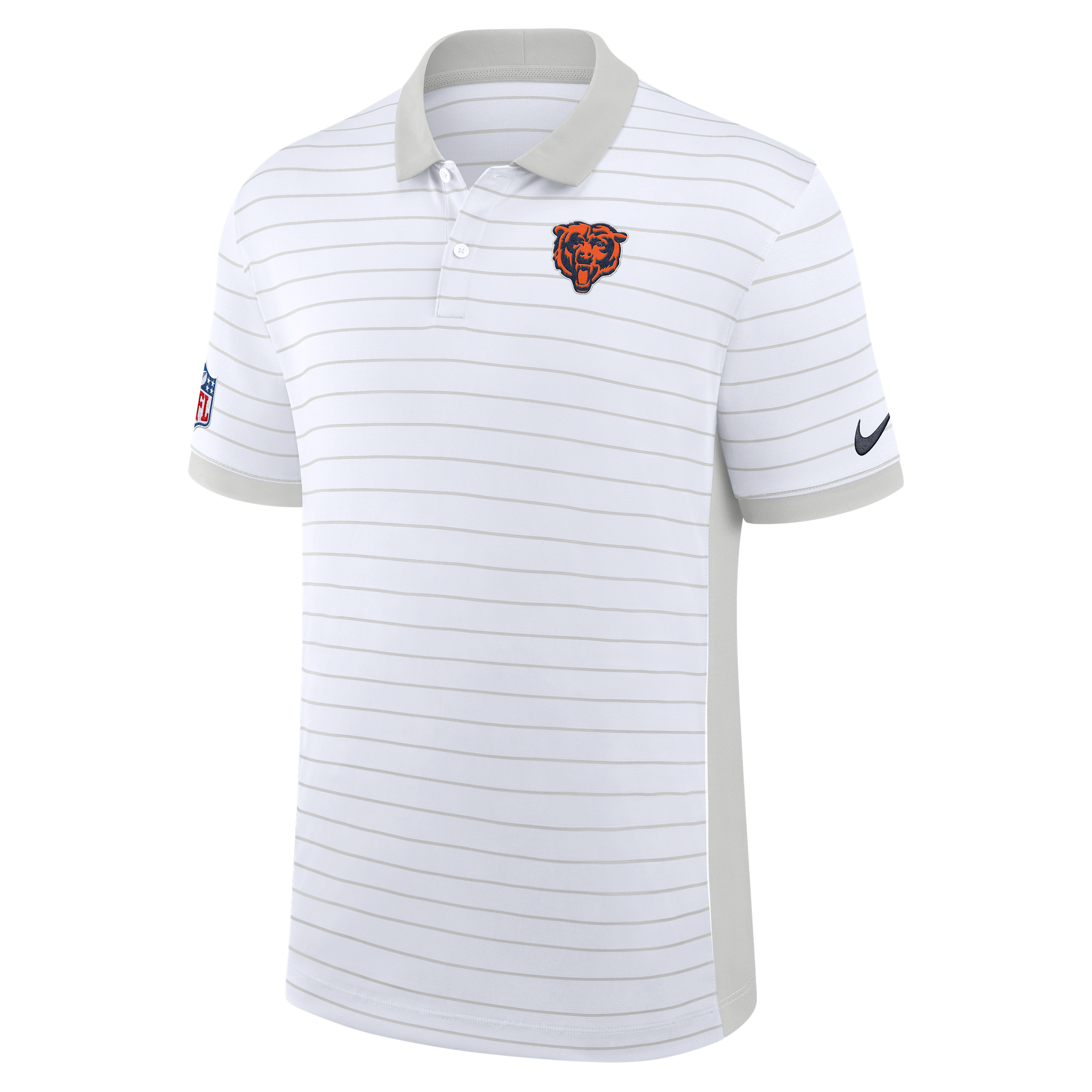 Chicago Bears Sideline Victory Stripe Nike Men's Dri-FIT NFL Polo in White | 03BG0CEB7Q-RPE