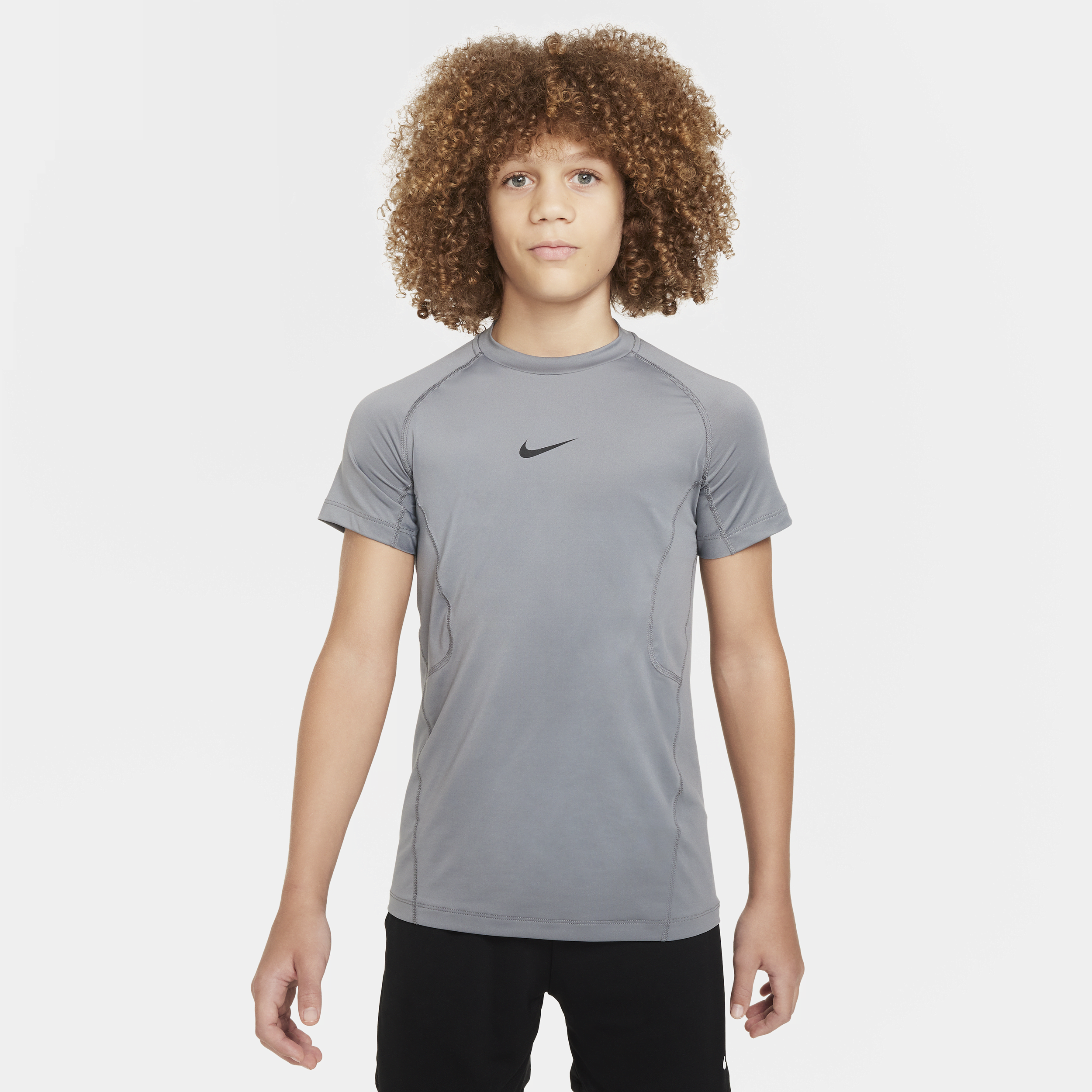 Nike Big Boys Pro Dri-fit Stretch Performance T-shirt In Grey