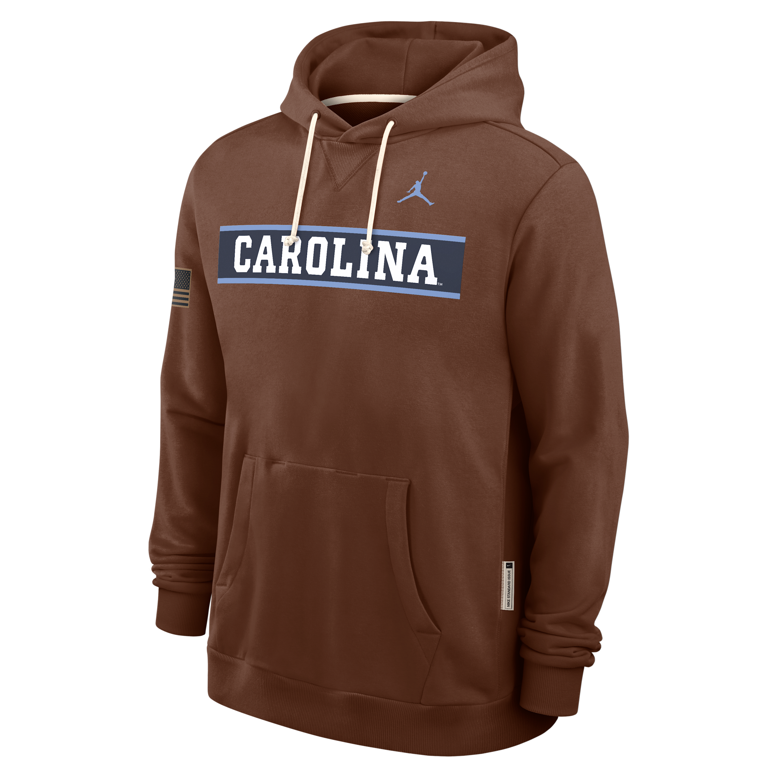 Men's North Carolina 2026 Military Appreciation Standard Issue Jordan Brand Dri-FIT College Pullover Hoodie in Brown | 0JAZ2GYNCN-4EB