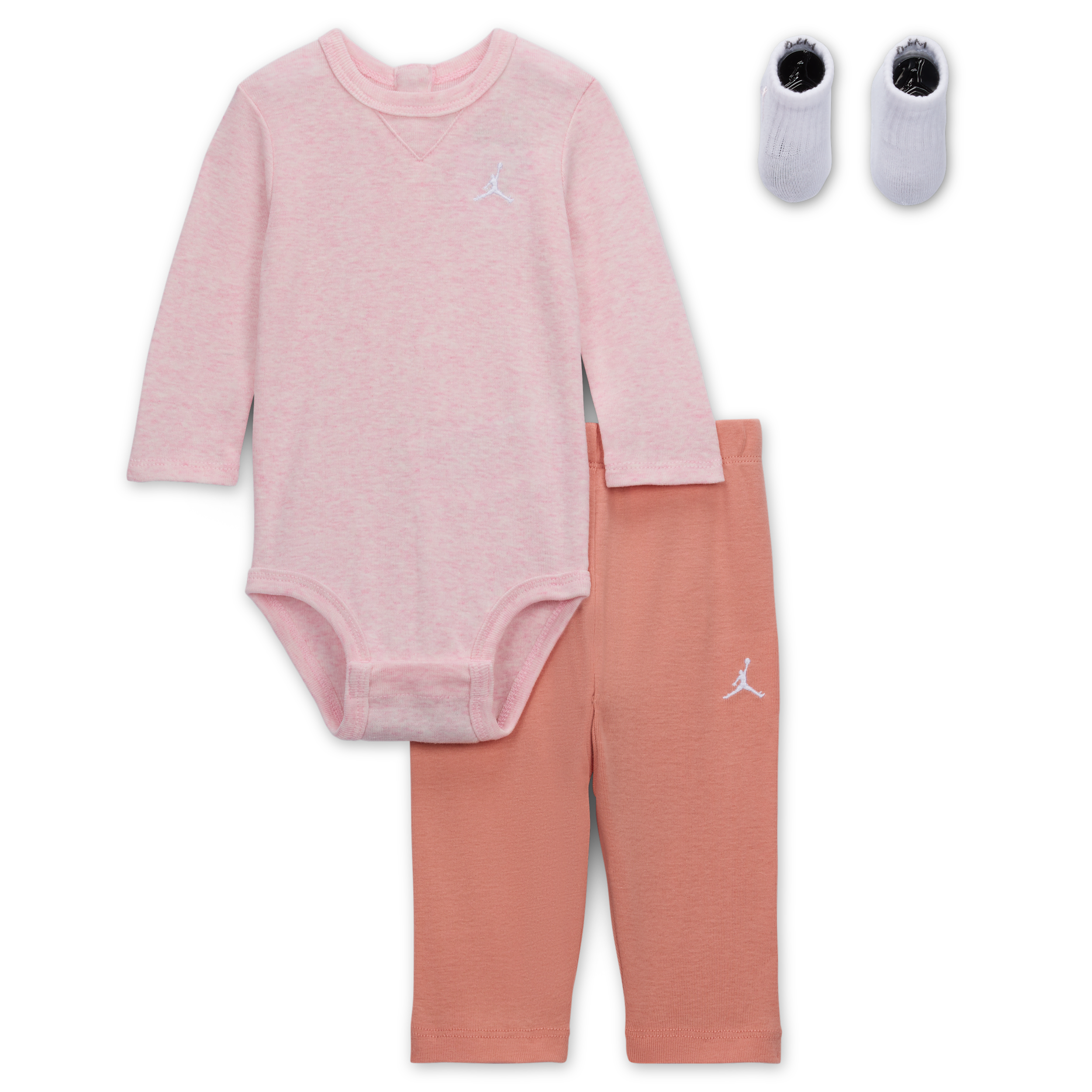 Jordan Baby Essentials Long Sleeve Bodysuit Boxed Set In Pink